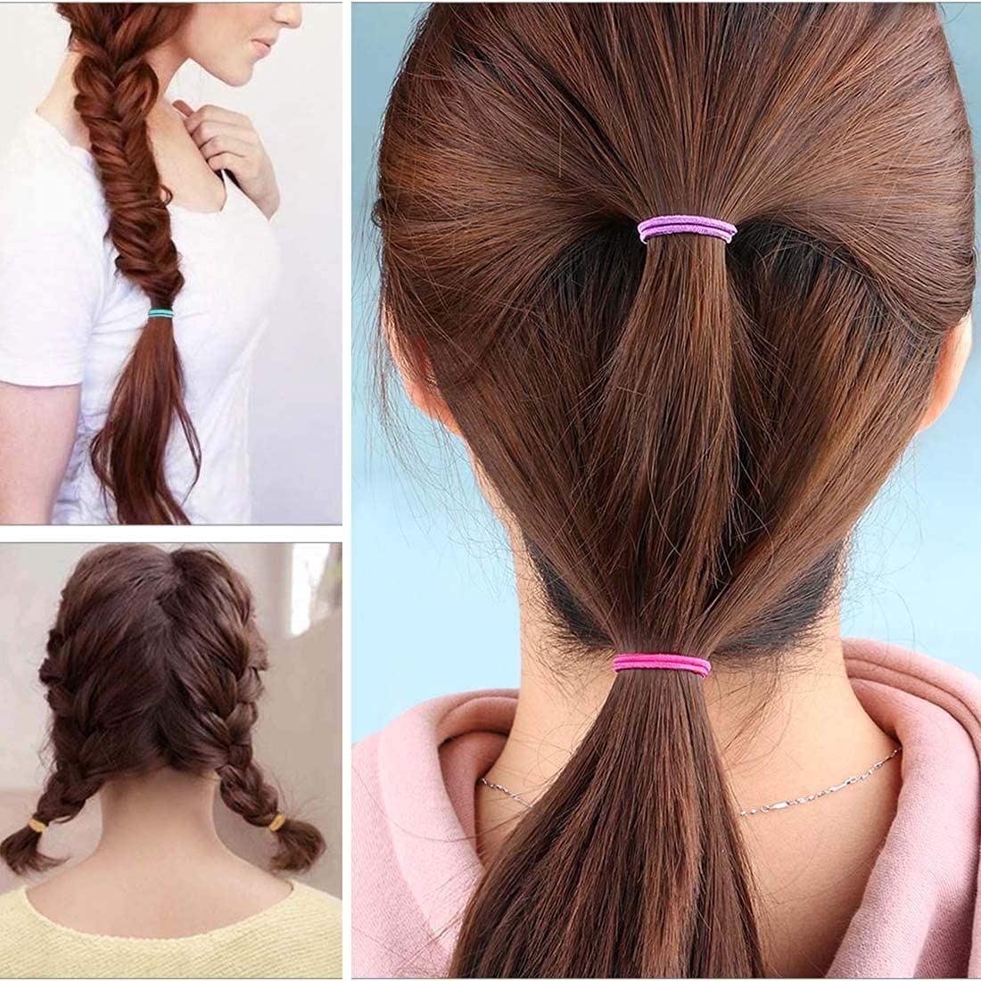100 Pcs Hair Scrunchies for Women - Soft Elastic Hair Bands, Headbands & Hair Ties - Perfect for Ponytails, Workouts, School & Party Hair Accessories