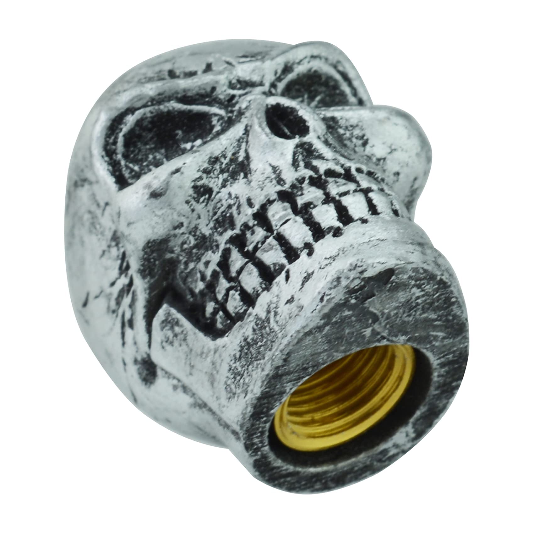 Abfer Skull Tire Valve Stem Covers - Silver Metal Air Caps for Cars, Trucks, Motorcycles & Bikes - Universal Fit for Most Vehicles - Durable Decorative Wheel Accessories - Perfect for Car Enthusiasts & Customization Projects