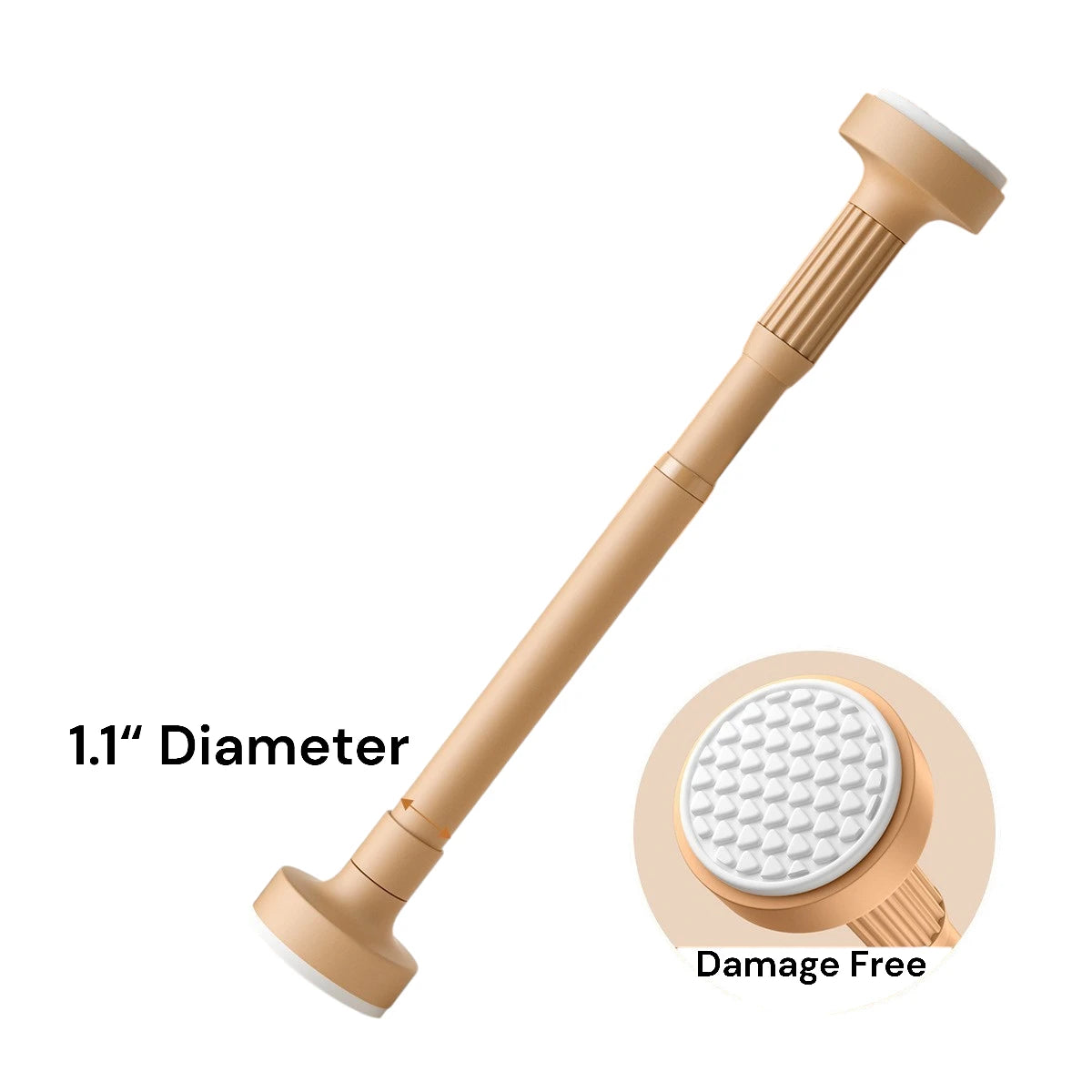 Alana 1.1 Inch Adjustable Metal Spring Tension Curtain Rod - Perfect for Windows, Doors, and Closet Organization