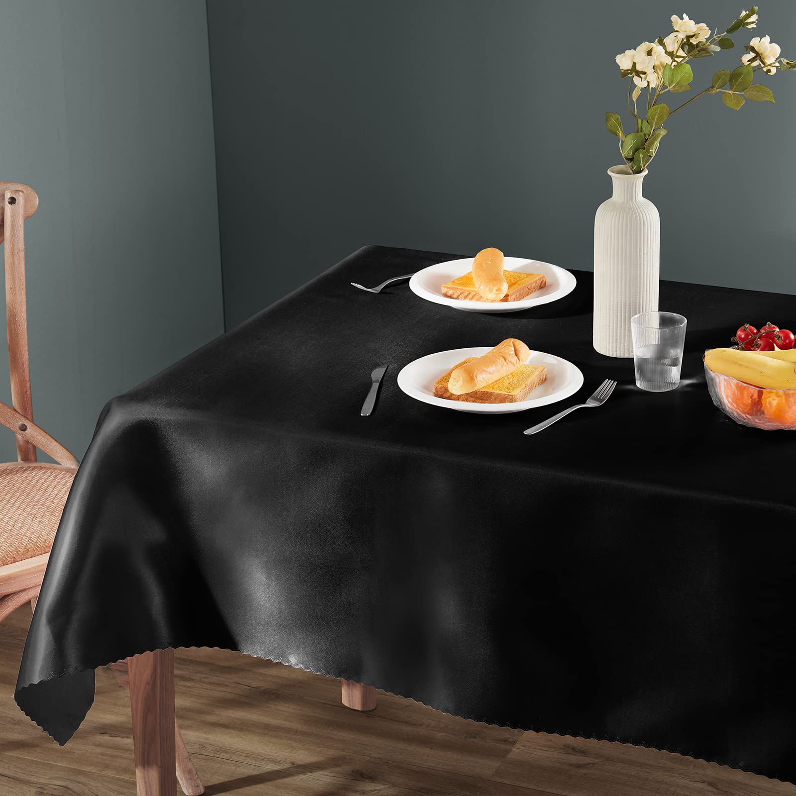 Homiest 1 Pack 54 x 108 Inches Black Satin Tablecloth - Elegant Rectangular Table Cover for Wedding, Graduation, Banquet & Party Decor | Silky Smooth Dining Table Overlay for Formal Events & Home Decor