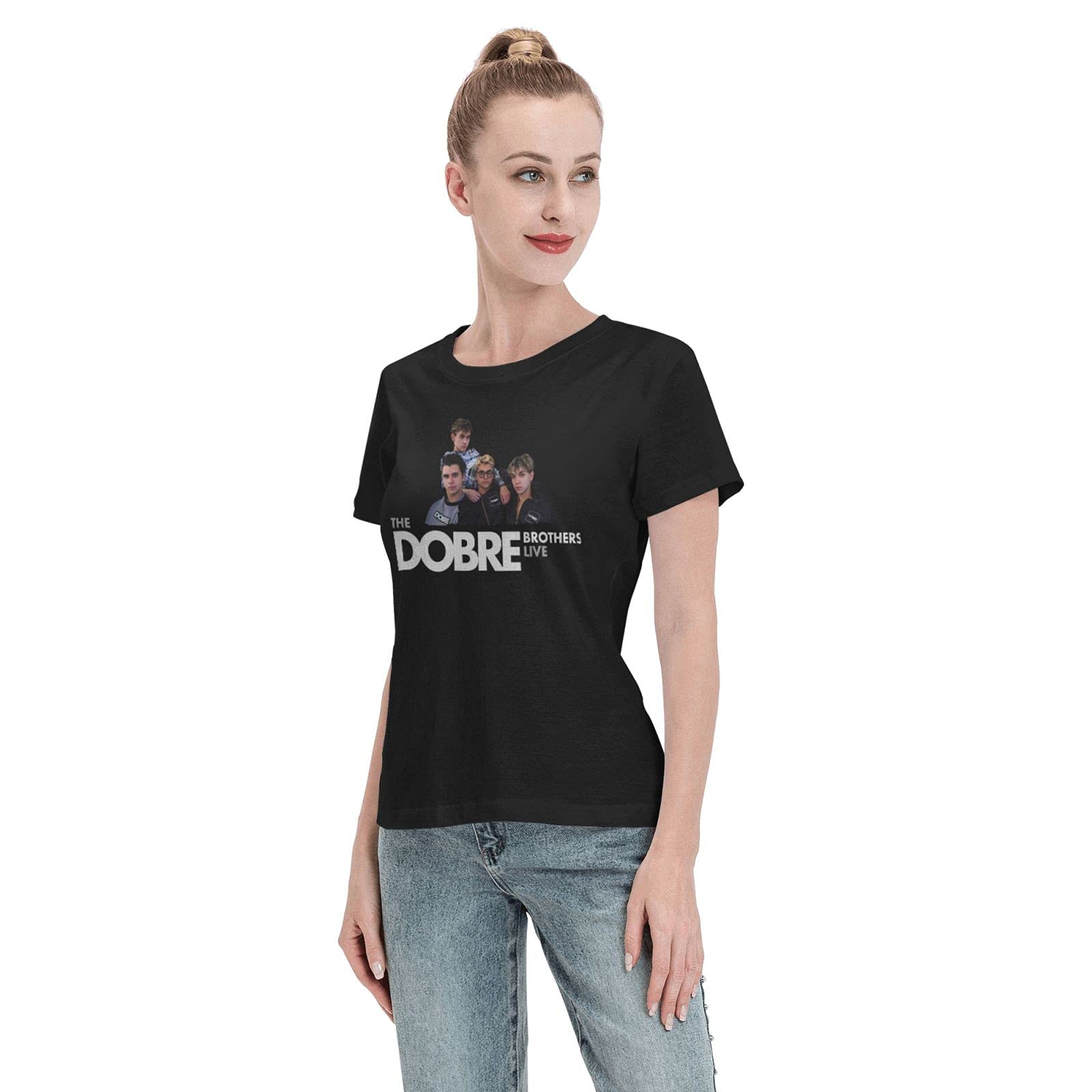 Dobre and Brothers Women's Casual Short Sleeve T-Shirt - Classic Round Neck Basic Tee for Youth & Adults - Moisture Wicking Comfort Fit - Small Black - Perfect for Everyday Wear, Gym, and Outdoor Activities