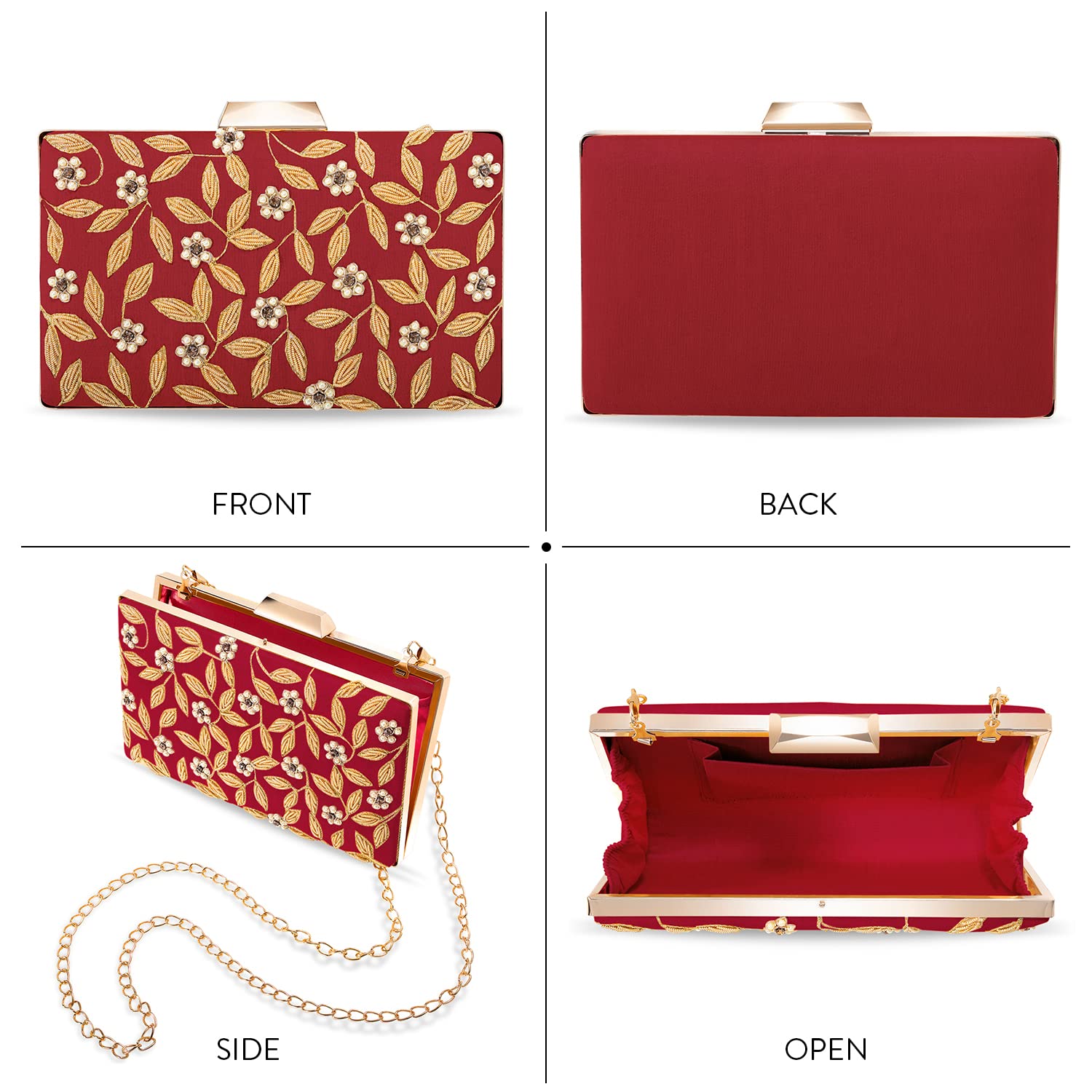 Indian Clutch Purse for Women - Handmade Bridal Evening Bag for Wedding & Party