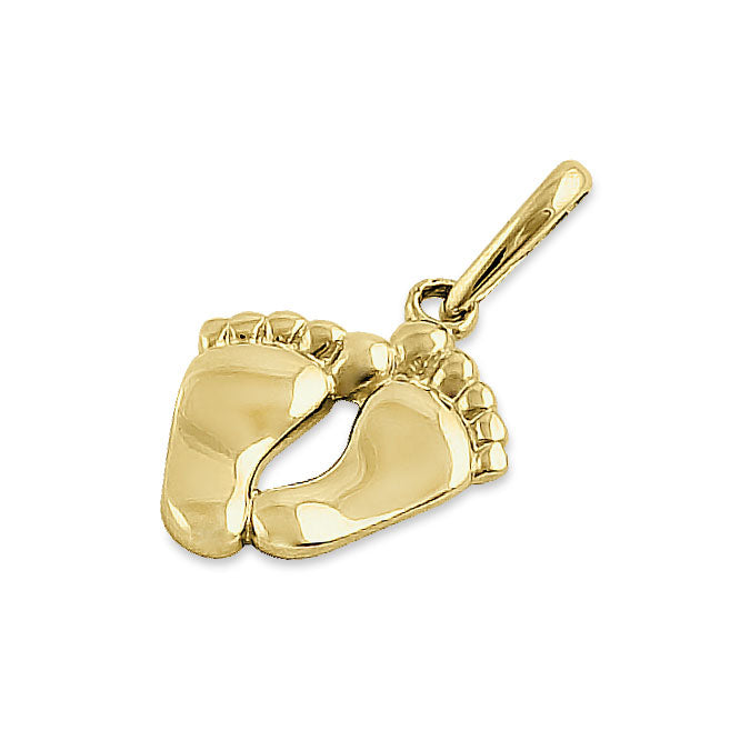 14K Solid Yellow Gold Baby Feet Charm Pendant - Perfect for Newborn Gifts, Christening, Baptism & Keepsake Jewelry
