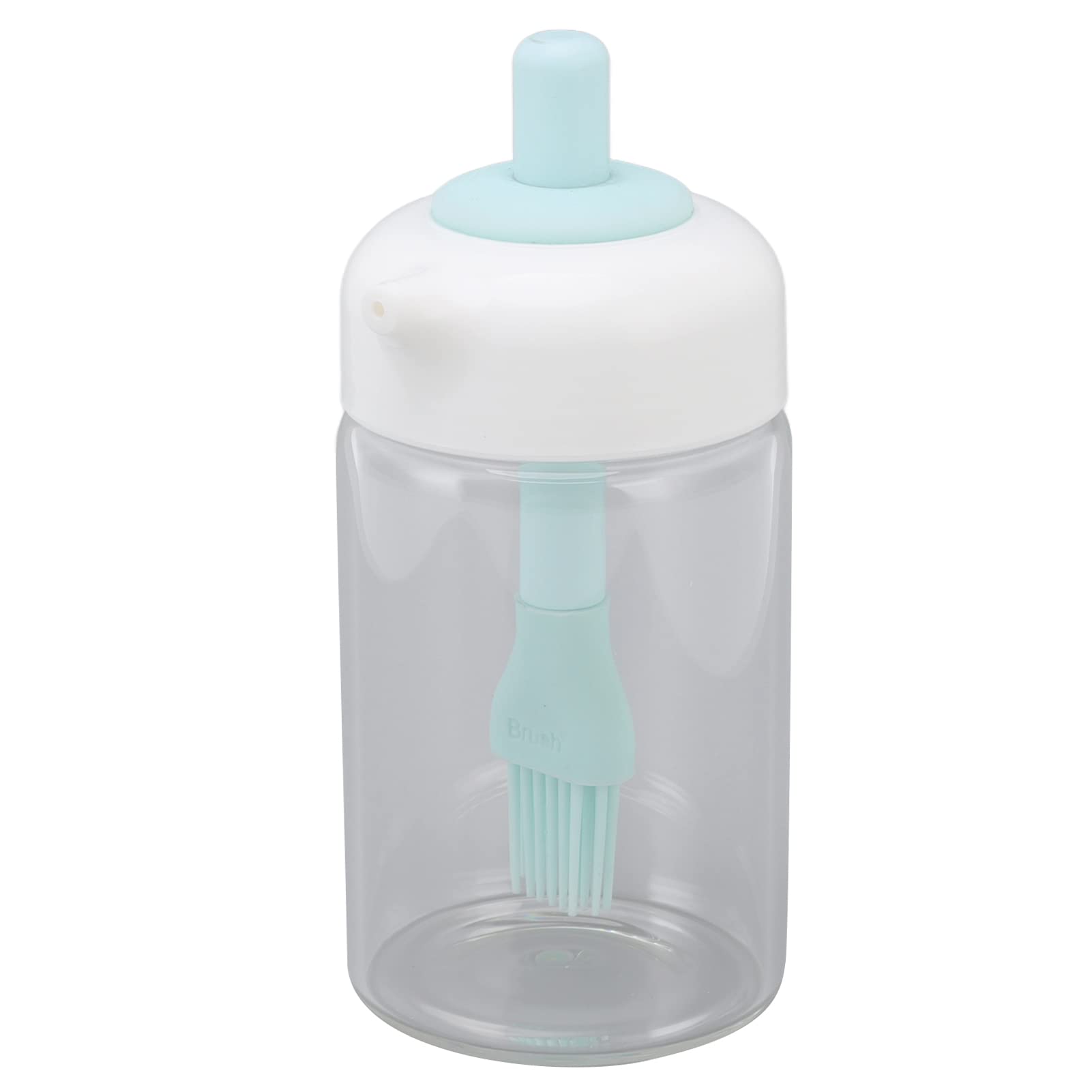 Premium Glass Olive Oil Dispenser Bottle with Silicone Brush & Dropper - 2-in-1 Kitchen Oil Measuring Bottle (230ml, Blue) - Perfect for Cooking, Baking, Salad Dressing & Gourmet Meal Preparation