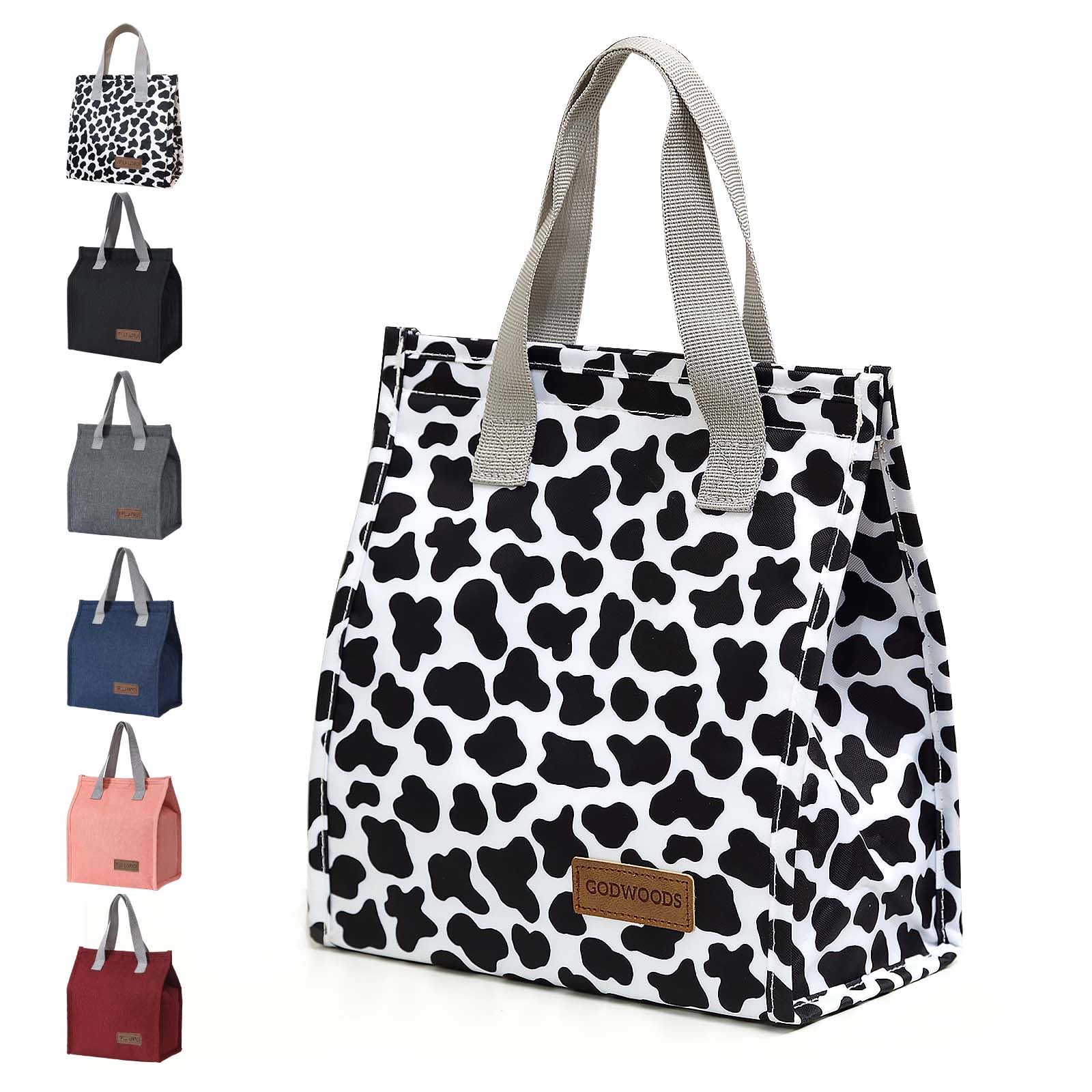 Insulated Lunch Bag for Women & Men - Large Reusable Leakproof Tote Lunch Box Container for Office, Work, Beach or Travel - Cow Print Design | Perfect for Meal Prep, Picnics & Commuting