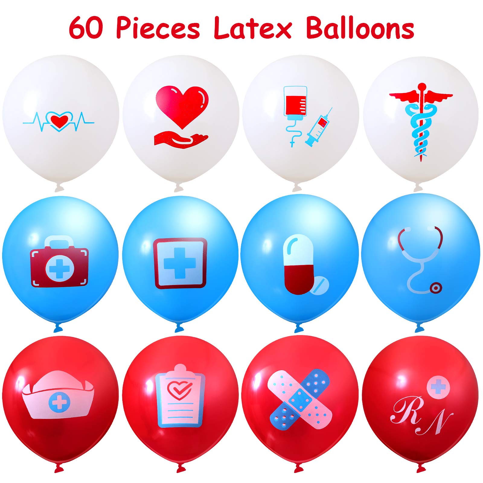 60 Pieces Nurse Balloons - Latex Nursing Graduation Party Decorations for RN Themed Events, Baby Showers & Healthcare Celebrations