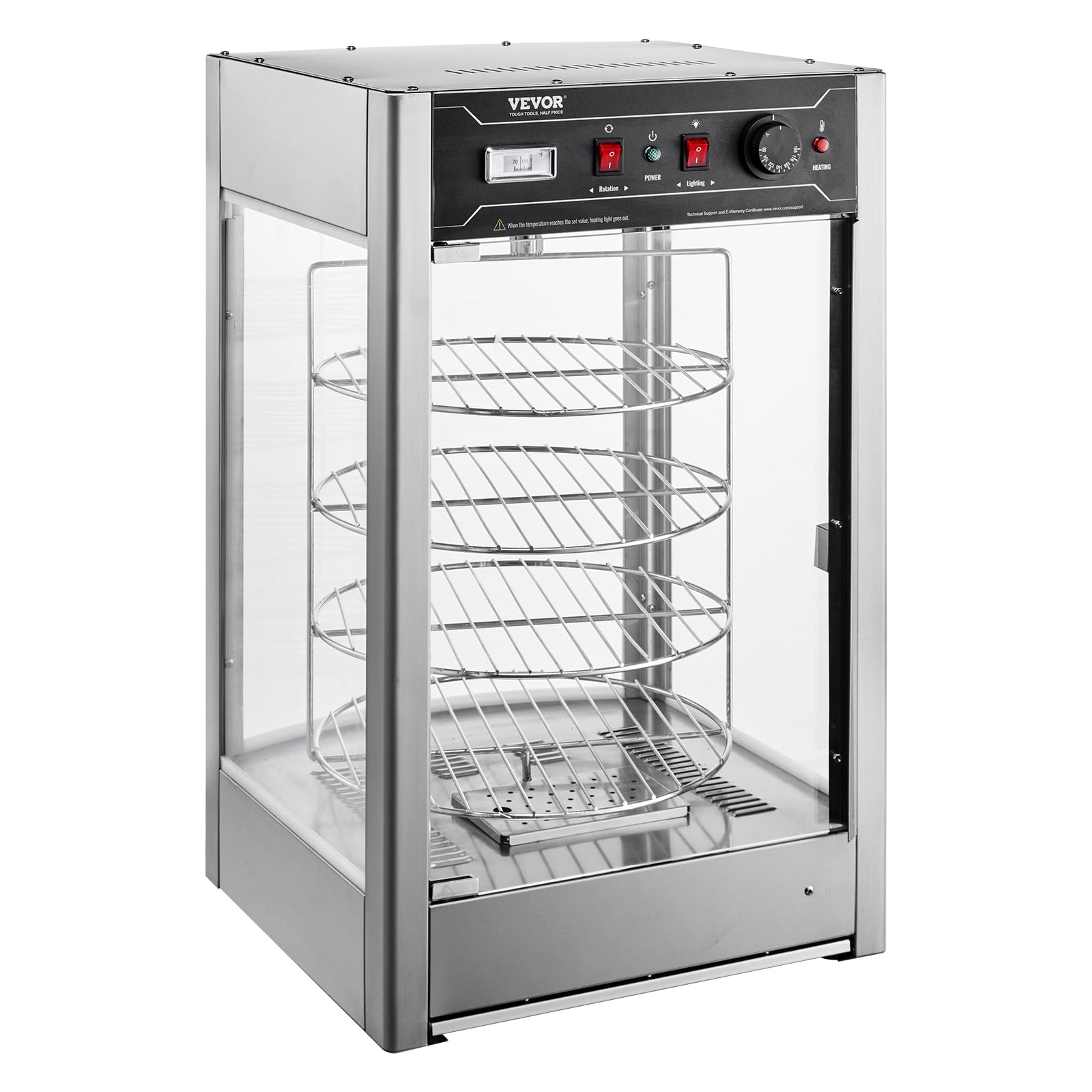 VEVOR 4-Tier Commercial Pizza Warmer with Rotary Steam Heating | 14