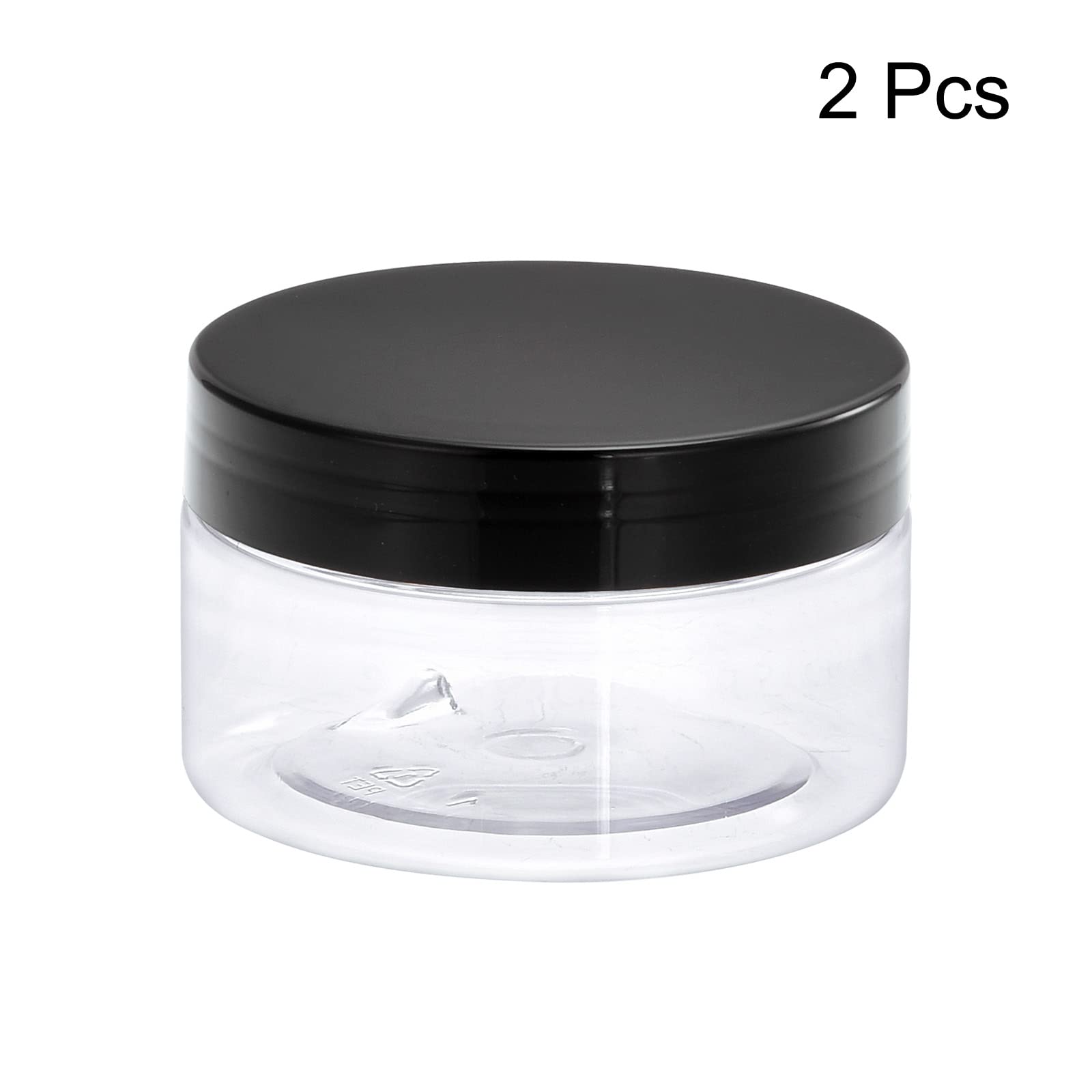 uxcell 7oz/200ml Clear Round Plastic Jars with Black Screw Top Lids - 2 Pack Wide Mouth Empty Containers for Food Storage, Craft Supplies, Spice Organization | Perfect for Kitchen Pantry, Bathroom Essentials & DIY Projects