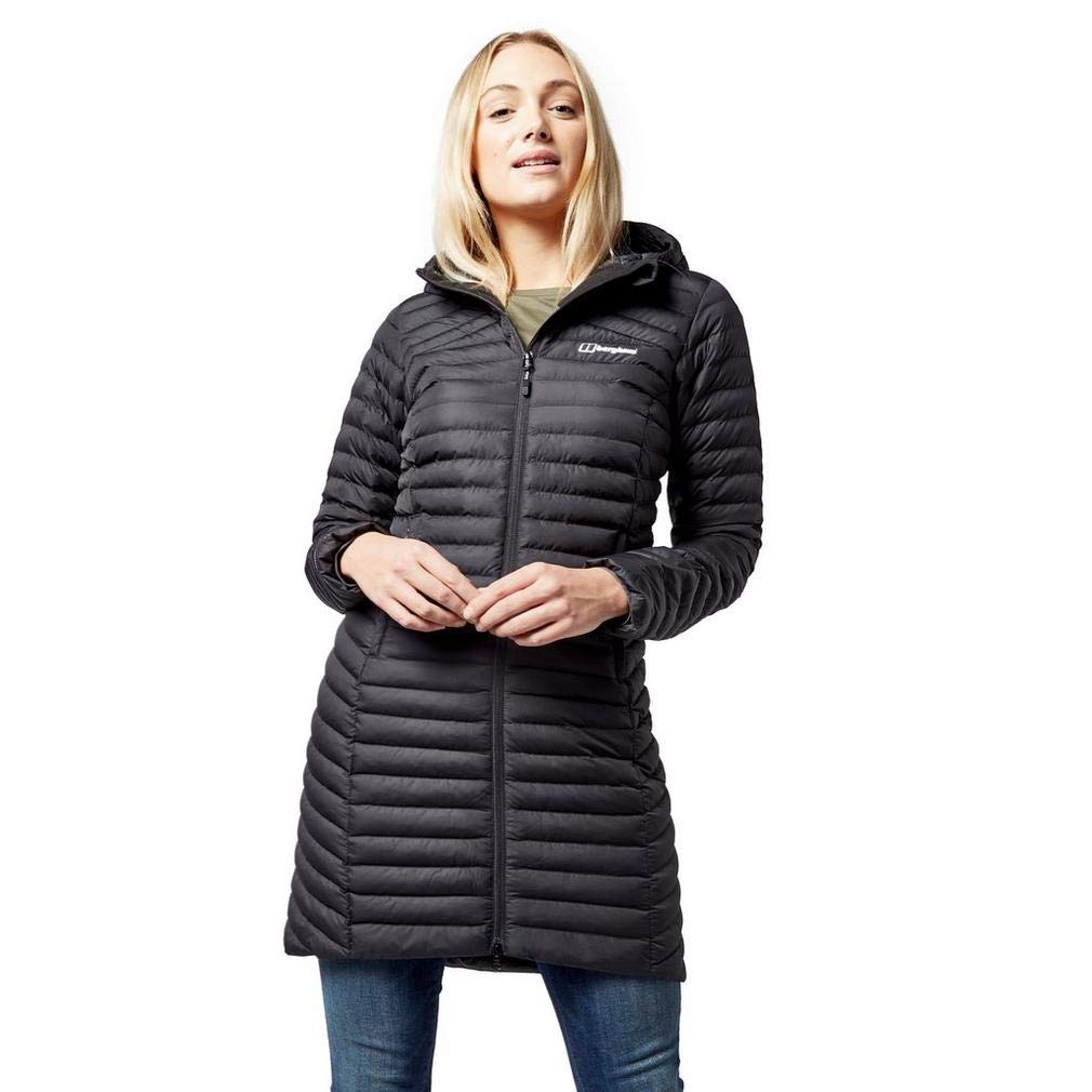 Berghaus Nula Micro Long Women's Padded Hooded Jacket Coat - Waterproof Winter Parka for Hiking & Outdoor Activities (Black, Size 10)