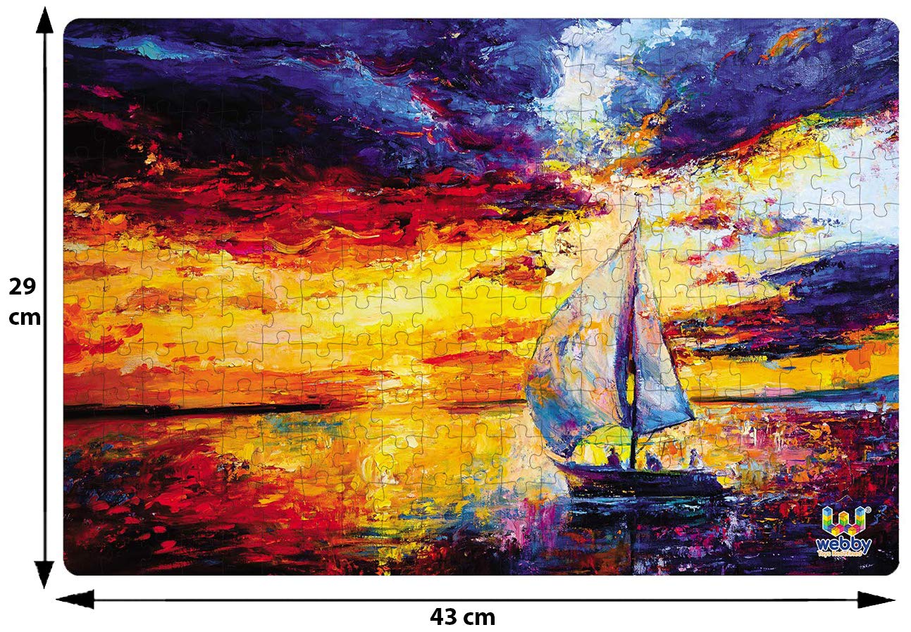 Webby Kid Sailboat Sunset Painting Jigsaw Puzzle - 252 Piece Educational Puzzle for Adults & Kids - Perfect for Family Game Night & Stress Relief