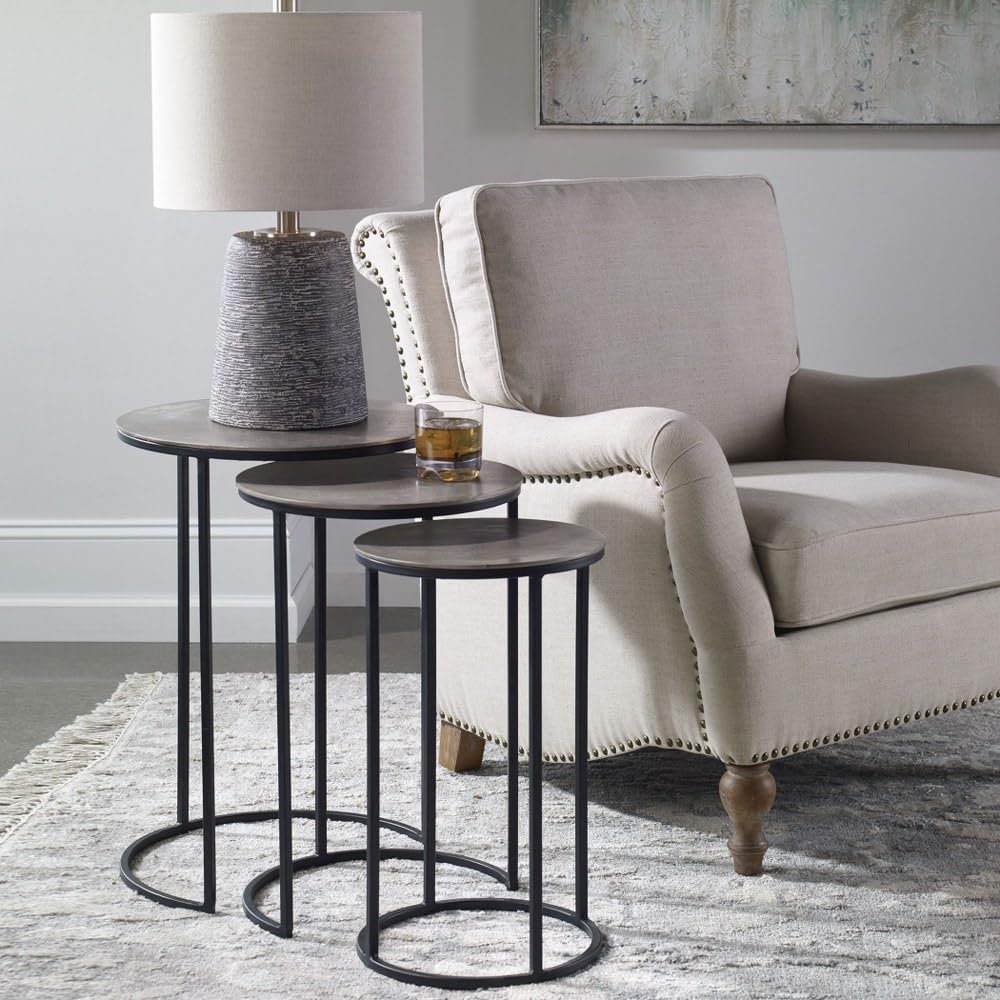 Erik - 23.7 Inch Metal Nesting Tables (Set of 3) - Modern Side Tables for Living Room, Bedroom & Office