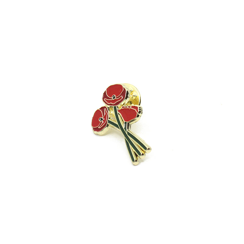 3 Stem Poppy Pin - Elegant Floral Brooch for Women, Vintage Style Poppy Flower Pin for Jackets, Scarves, Hats - Perfect for Weddings, Parties & Everyday Fashion Accessories