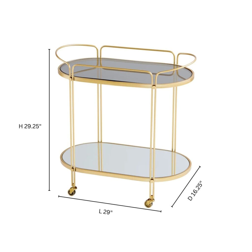 Cyan Design 10838 Gold Motif Bar Cart - Stylish Rolling Drink Cart for Home Bar, Living Room, or Outdoor Entertaining