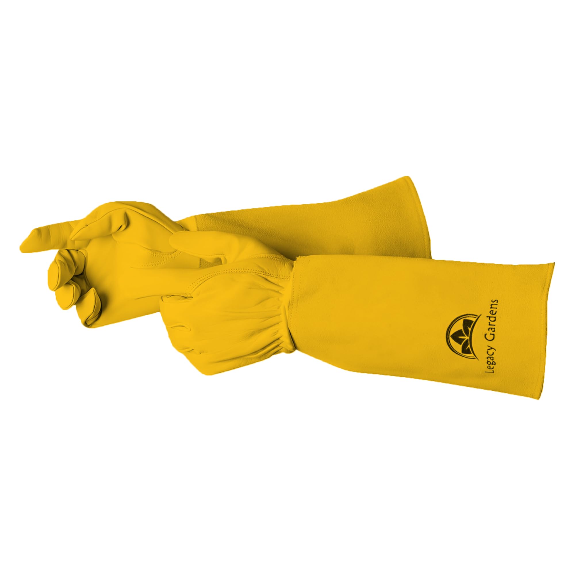 Thorn-Resistant Leather Gardening Gloves for Men & Women - Long Gauntlet Protection for Rose Pruning & Yard Work - Small Yellow - Perfect for Landscaping & Outdoor Tasks
