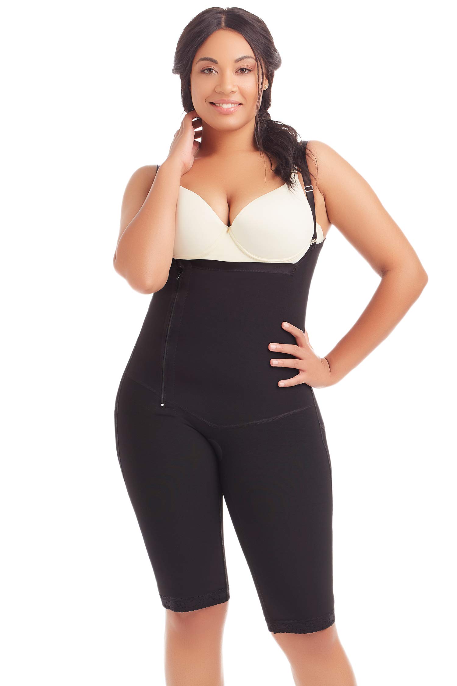 Fajas D'Prada Open Bust Tummy Control Butt Lifter Body Shaper with Zipper - Perfect for Postpartum, Weight Loss & Special Occasions