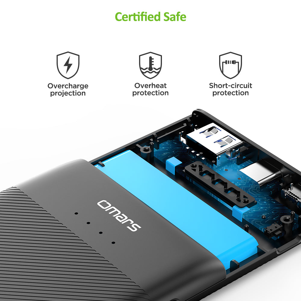 Omars PW37 5000mAh Portable Charger Power Bank - Fast Charging External Battery Pack for iPhone, Android, Smartphones | Perfect for Travel, Camping & Emergency Backup