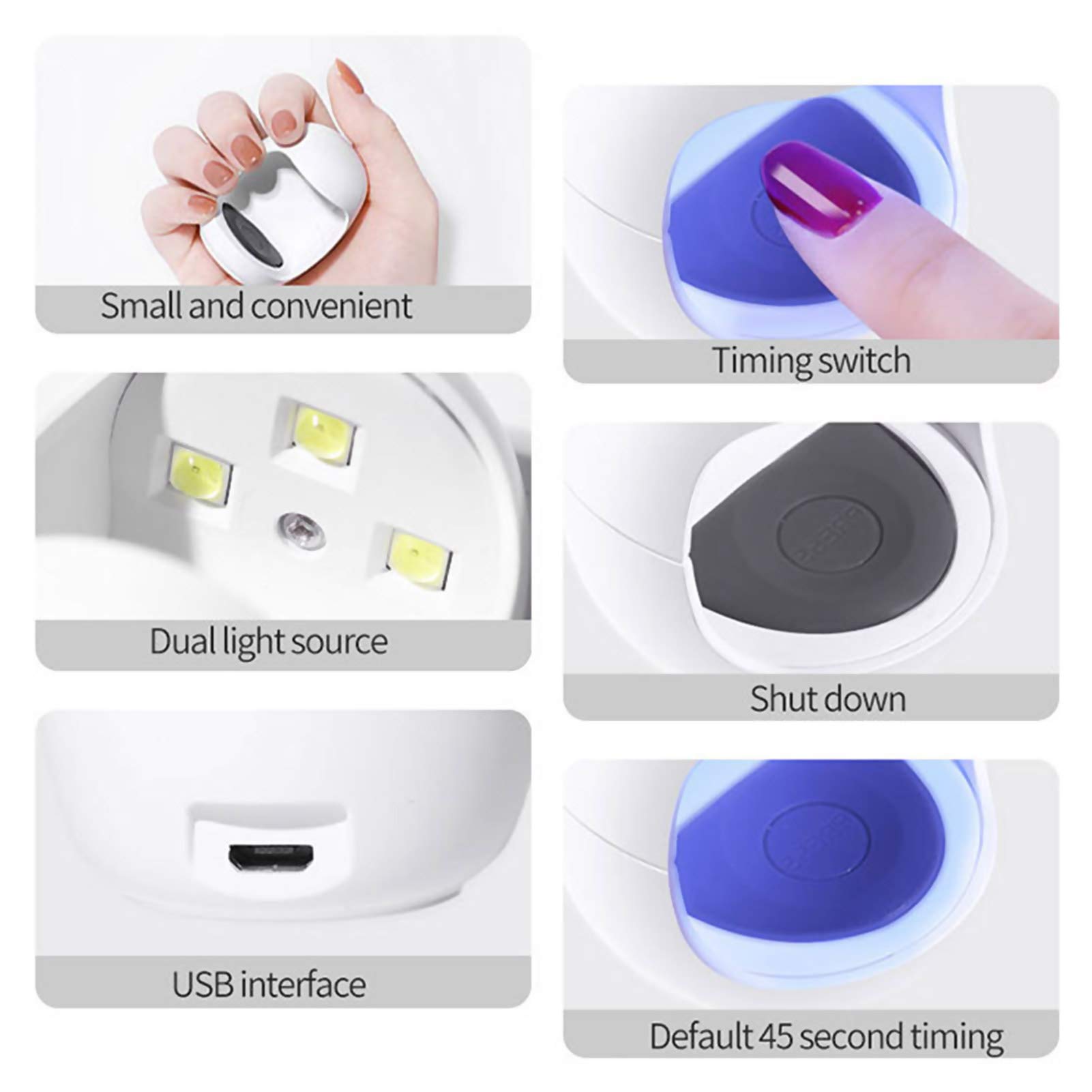 Professional UV LED Nail Lamp Dryer - 3W Nail Polish Curing Light with 2 Timer Settings, Salon Quality Manicure Tool for Gel Nails, Perfect for Home Use & Birthday Gifts (White) - Layfoo | Great for Nail Salons, DIY Manicures & At-Home Nail Care