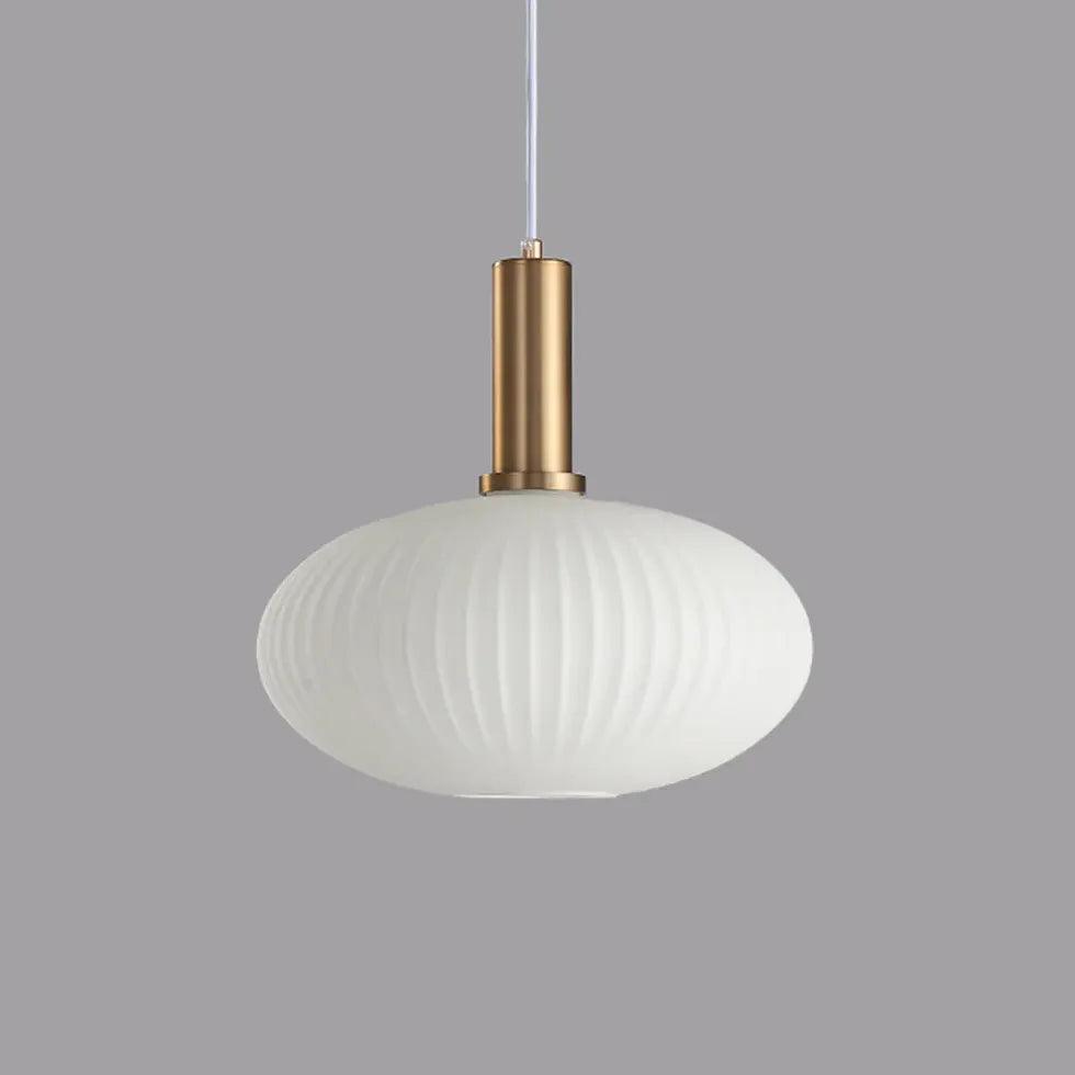 Modern White Glass LED Pendant Light for Bedroom - Dimmable Hanging Fixture with Warm Light, Perfect for Dining Room, Kitchen Island, and Living Room Decor