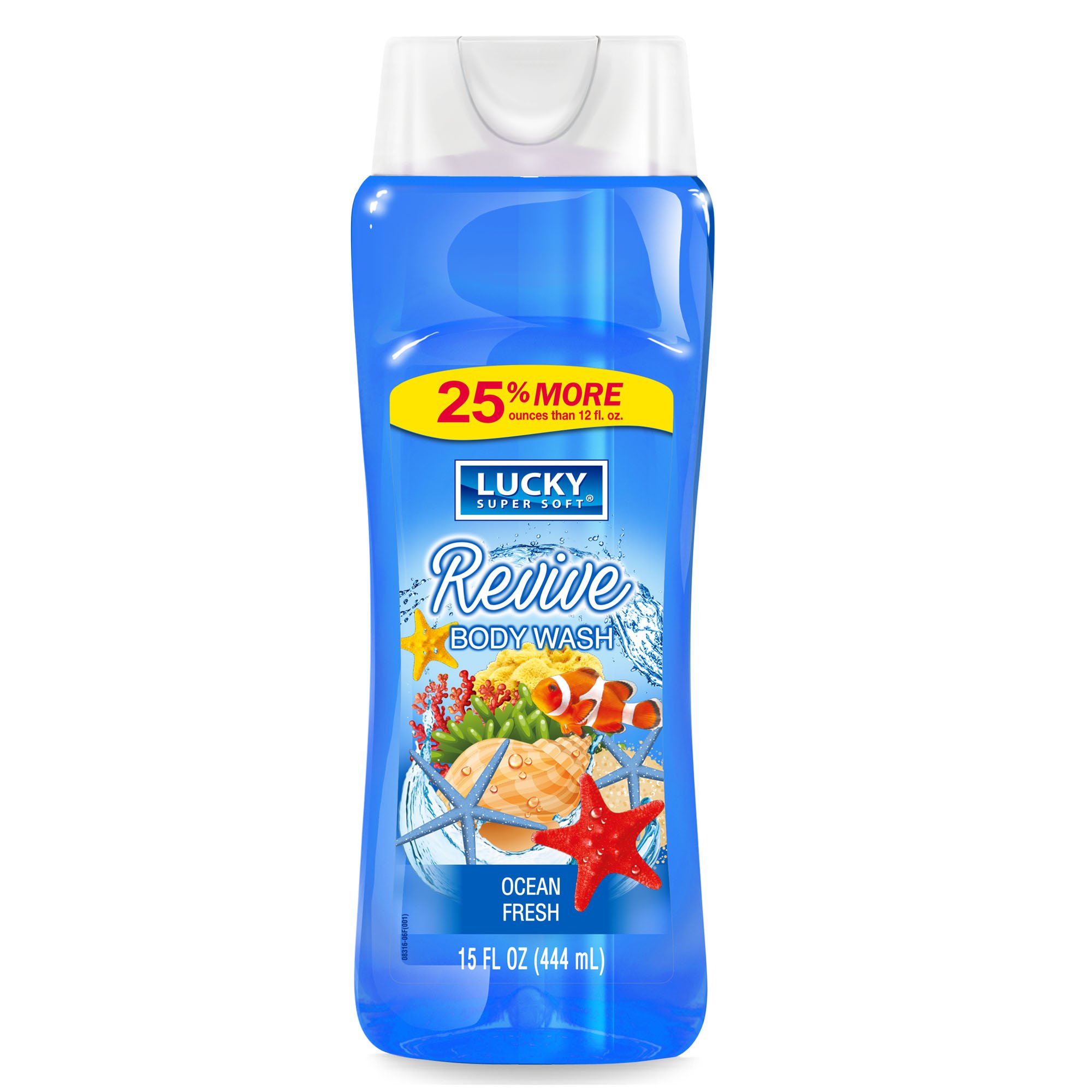Lucky Super Soft Body Wash - Ocean Fresh Scent, 15 oz | Hydrating & Gentle for Dry Skin | Perfect for Daily Shower & Spa Relaxation