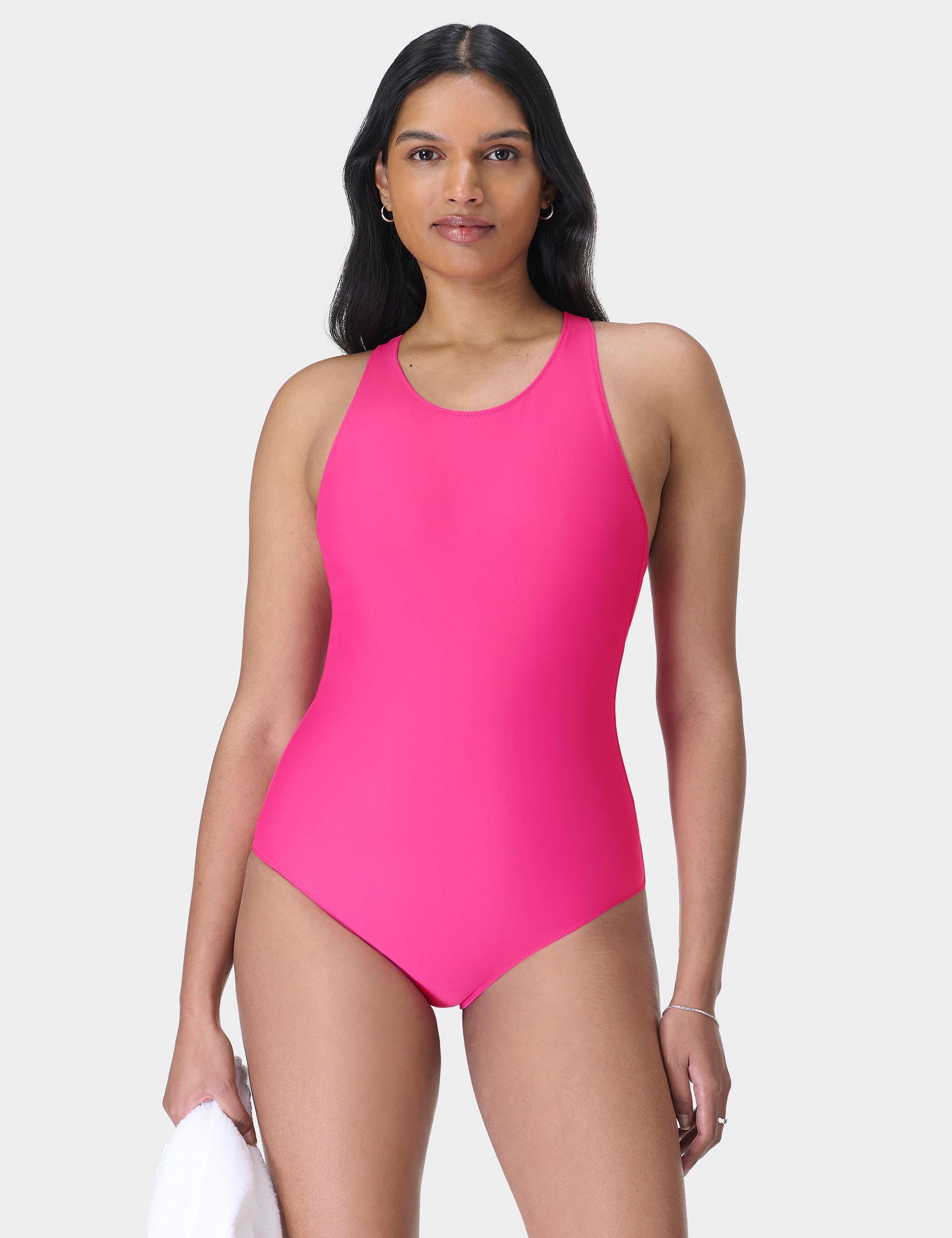 HydroPower Performance Swimsuit for Women - High-Performance Competitive Swimwear in Fuchsia Pink - Perfect for Lap Swimming, Water Aerobics & Beach Activities