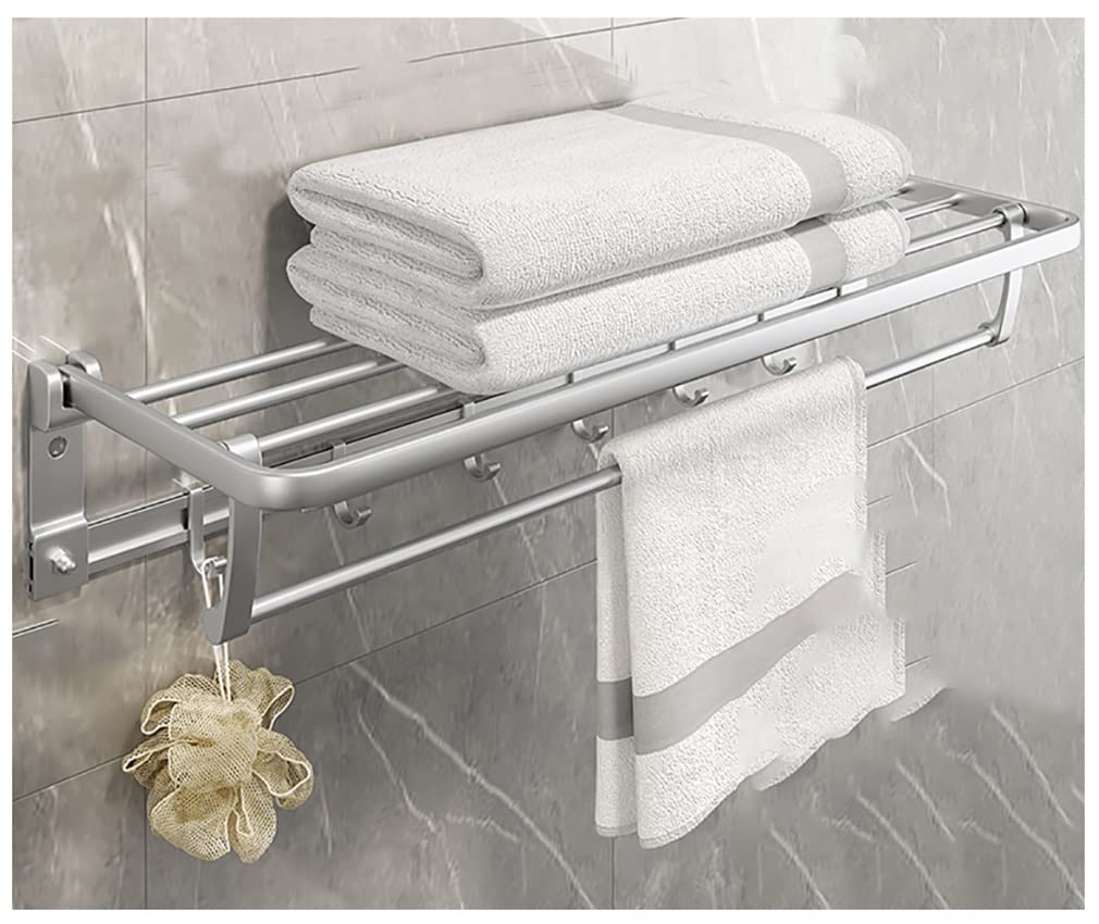 Stainless Steel Adjustable Double Towel Bar Rack - Modern Wall Mount Bathroom Organizer with Polished Finish (50cm, Silver) - Perfect for Hotels, Spas & Home Bathroom Storage