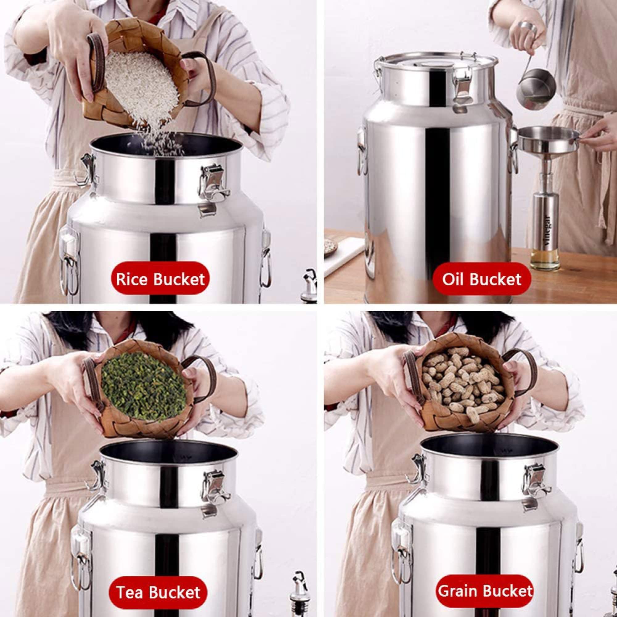 58L Stainless Steel Milk Can - Airtight Storage Jug for Liquid & Solid Food, Fermentation Wine Pail Bucket, Oil Barrel & Tea Canister - Perfect for Home Brewing, Kitchen Storage & Farm Use
