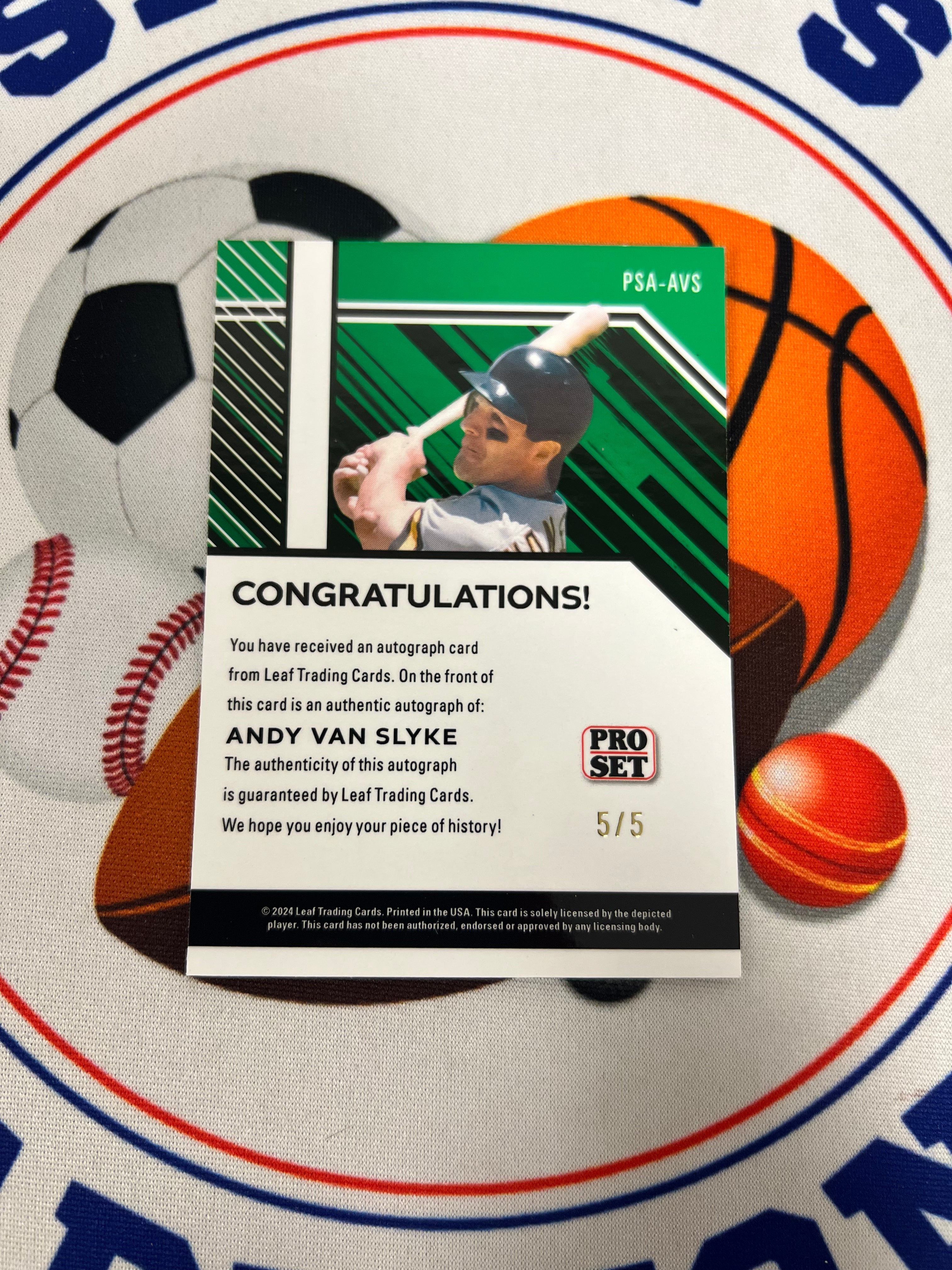 Andy Van Slyke Autographed Baseball Card - 2024 Leaf Pro Set 5/5 - Limited Edition Collectible for MLB Fans & Sports Memorabilia Enthusiasts - Perfect for Display, Gifts, and Investment Collections