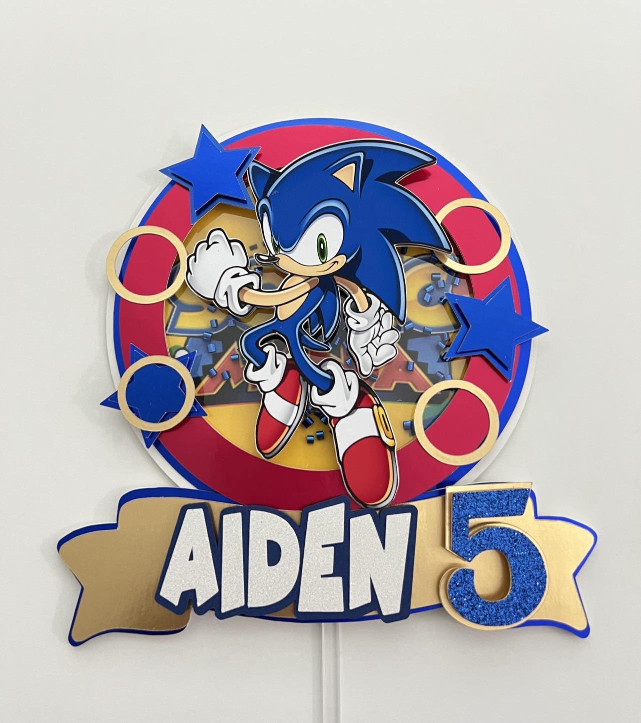 Custom Sonic Cake Topper - 3D Printed Birthday Party Decorations for Kids & Adults - Perfect for Sonic The Hedgehog Themed Cakes, Cupcakes & Desserts