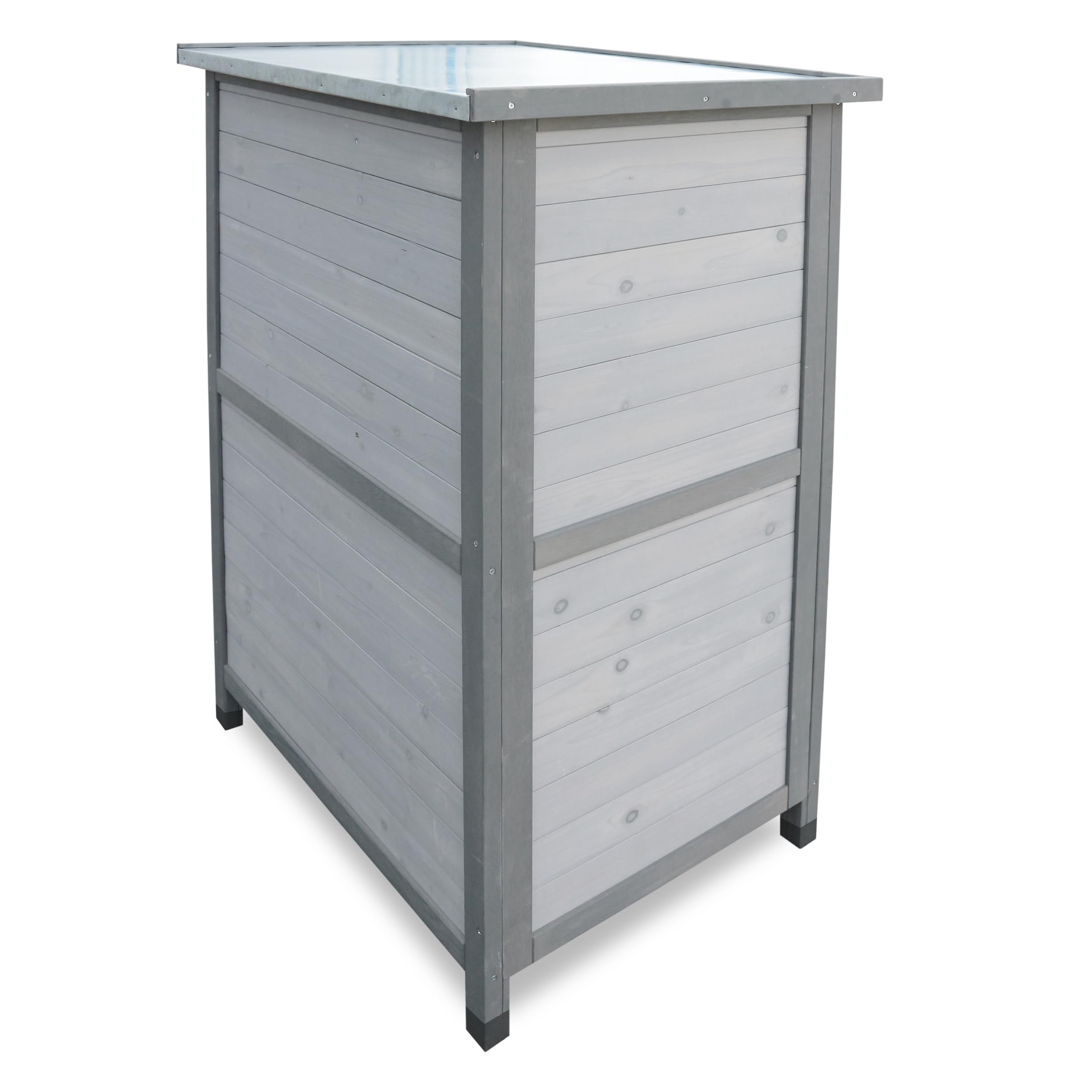 Weatherproof Outdoor Storage Cabinet with Flat Roof & Shelves - Grey/Light Grey Garden Cabinet for Patio, Deck, and Backyard Organization