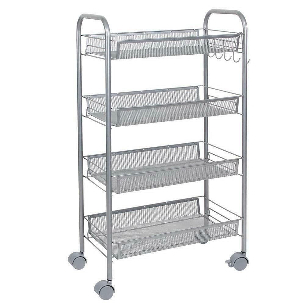 4-Tier Kitchen Pantry Storage Shelf - Heavy Duty Metal Shelving Rack for Organizing Spices, Canned Goods & Kitchen Supplies - Perfect for Pantry, Garage, Laundry Room & Closet Organization