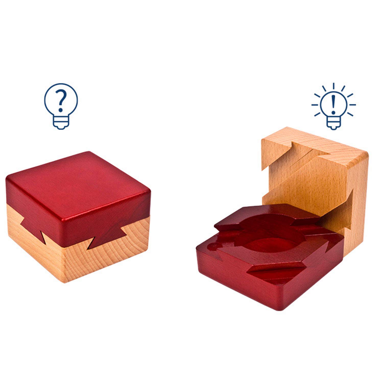 Ahyuan 3D Wooden Puzzle Box - Brain Teaser Magic Drawer Jewelry Gift Box & Logic Puzzle Cube Toy for Kids Adults - Perfect for Birthday Gifts, Home Decor and Stress Relief