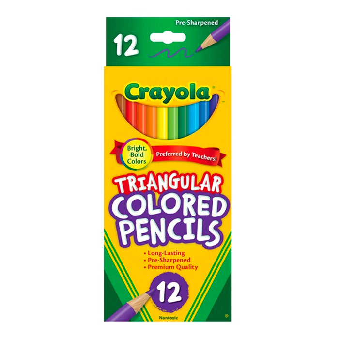 Crayola 12-Pack Triangular Colored Pencils for Kids & Adults - Full Size Art Supplies for School, Drawing & Coloring Books - Perfect for Classroom, Home & Travel Use