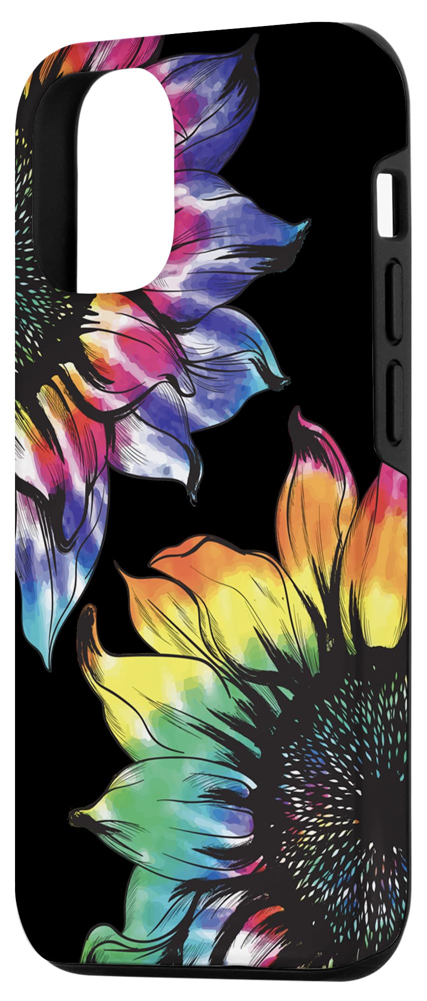 Colorful Tie Dye Sunflower Phone Case for iPhone 12/12 Pro - Retro Hippie Style Protective Cover - Perfect Gift for Music Festivals & Boho Lovers