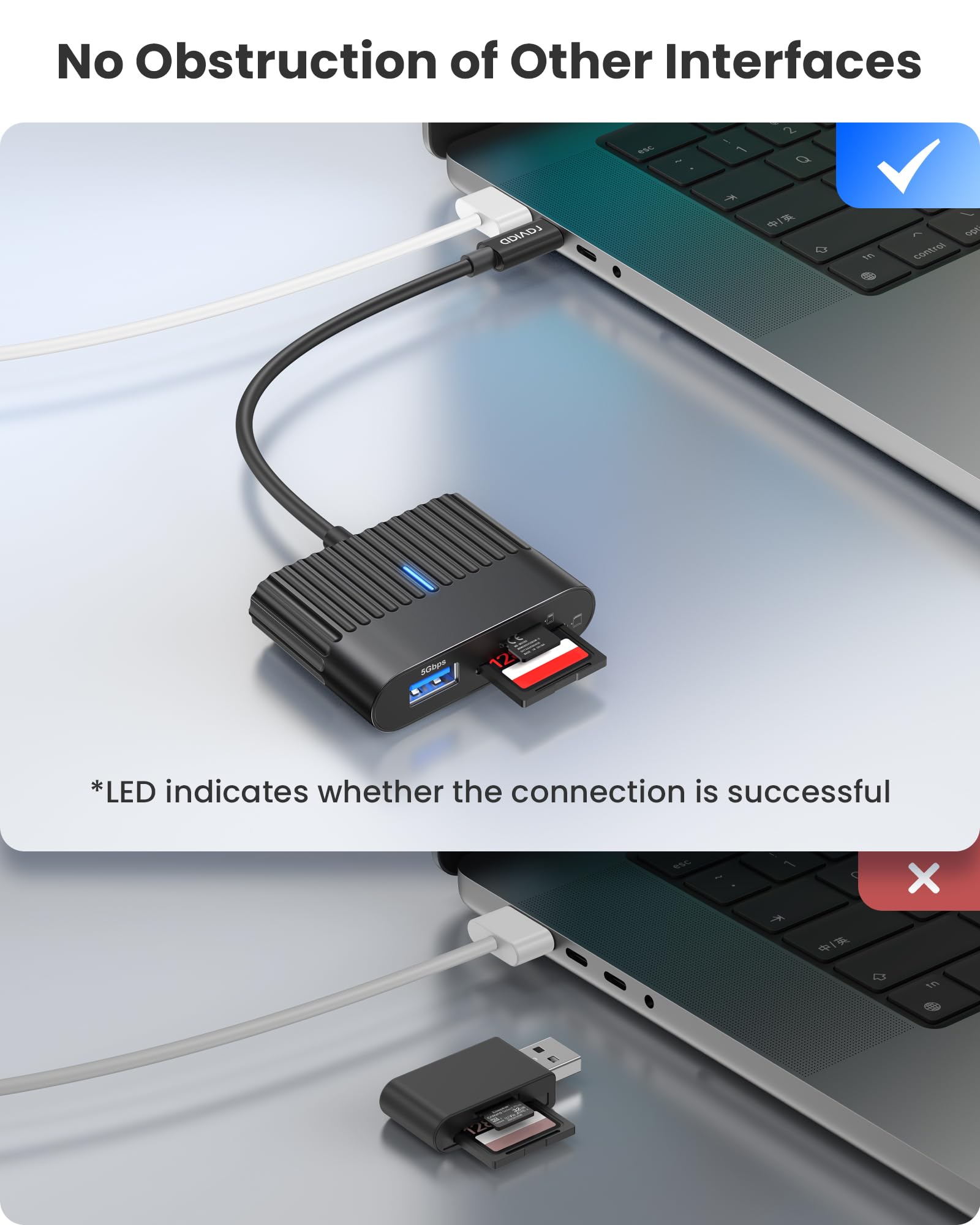 RAVIAD 5-in-1 USB C SD Card Reader with USB 3.0 Port - Compatible with iPhone 16/15 Plus/Pro Max, MacBook, iPad Pro, Galaxy S24 - Supports SD/TF Cards & 2 USB 2.0 Ports | Perfect for Photographers, Content Creators & Mobile Professionals