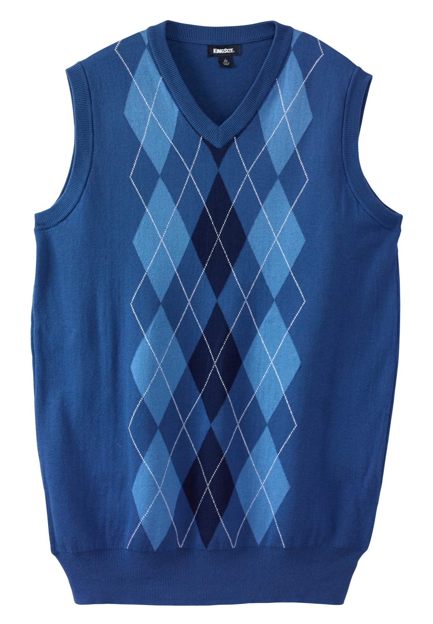 KingSize Men's Big & Tall V-Neck Argyle Sweater Vest - Warm & Stylish Knit Sweater for Casual Wear, Office & Holiday Outfits
