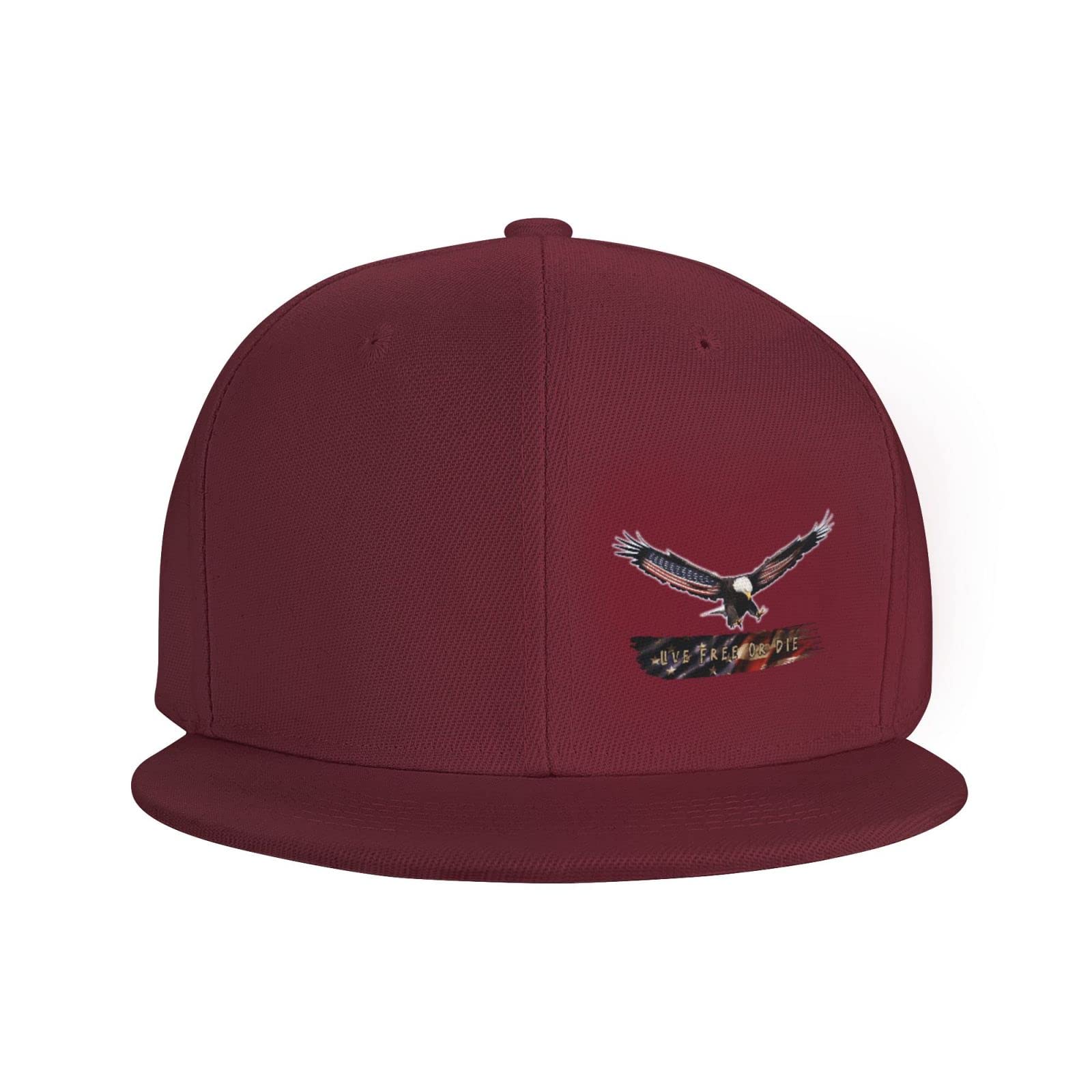 Live Free or Die American Flag Bald Eagle Snapback Baseball Cap - Patriotic Flat Bill Hat for Men & Women | Perfect for 4th of July, Veterans Day & Outdoor Events