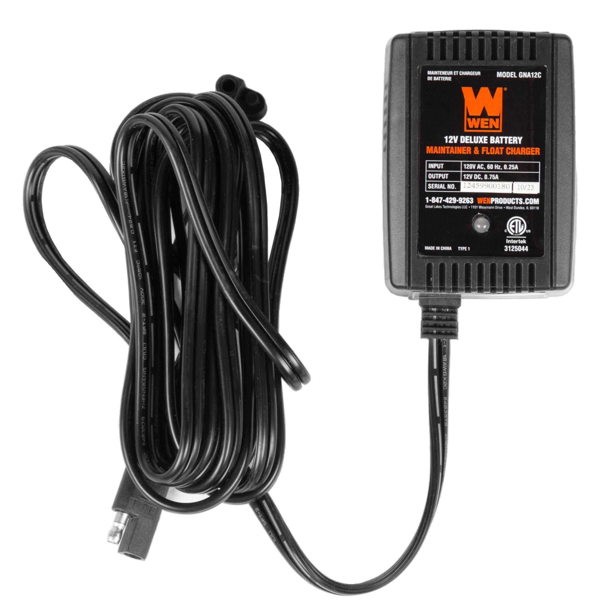 WEN GNA12C 12V Deluxe Battery Maintainer & Float Charger with SAE Quick Connector - Perfect for Car, Motorcycle, Boat & RV Battery Maintenance