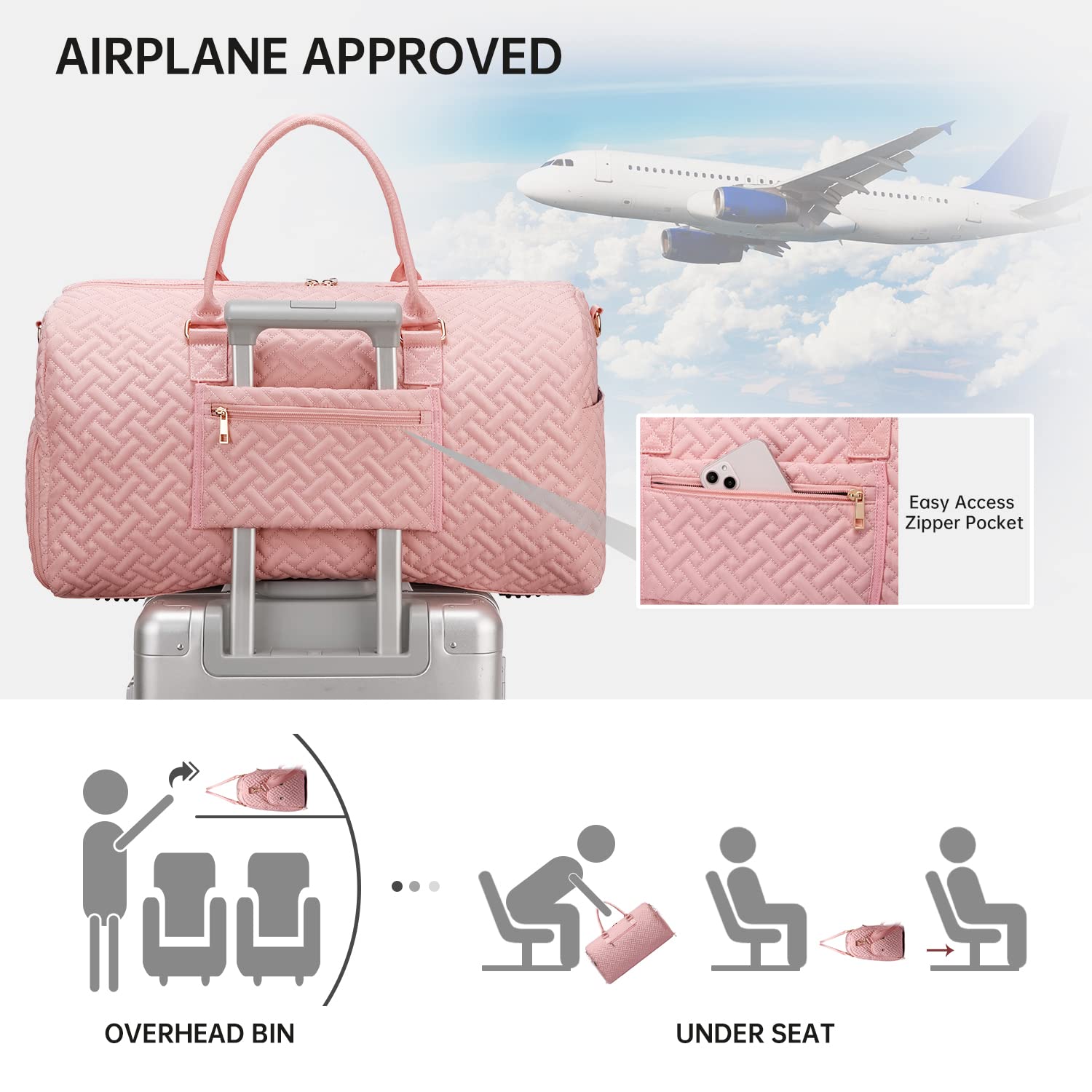 **Large 50L Duffle Bag for Women - Waterproof Travel Weekender with Shoe Compartment & Wet Pocket - Perfect for Gym, Overnight Trips, Hospital Labor & Delivery - Includes Free Toiletry Bag**    (优化说明：   1. 将核心关键词前置   2. 突出产品容量和防水特性   3. 清晰列出所有功能分区   4. 增加使用场景：健身/短途旅行/医院待产   5. 包含赠品信息提升点击率   6. 符合SEO长度规范且保持可读性)