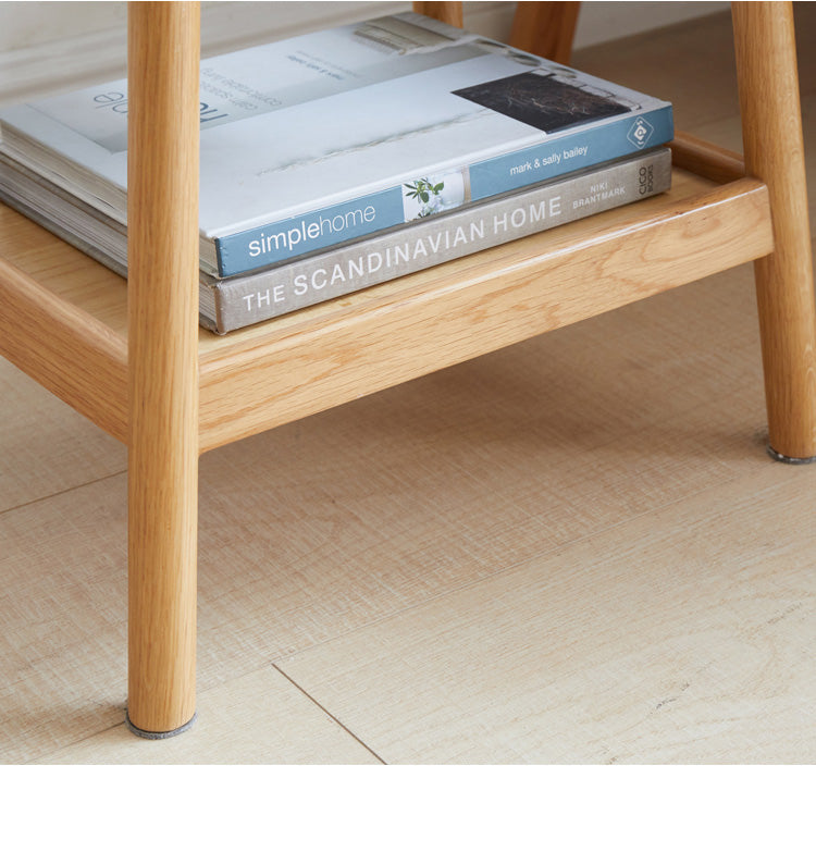 Solid Oak Wood Modern Nordic Side Table - Stylish End Table for Living Room, Bedroom, or Office - Perfect for Coffee, Books, and Decor
