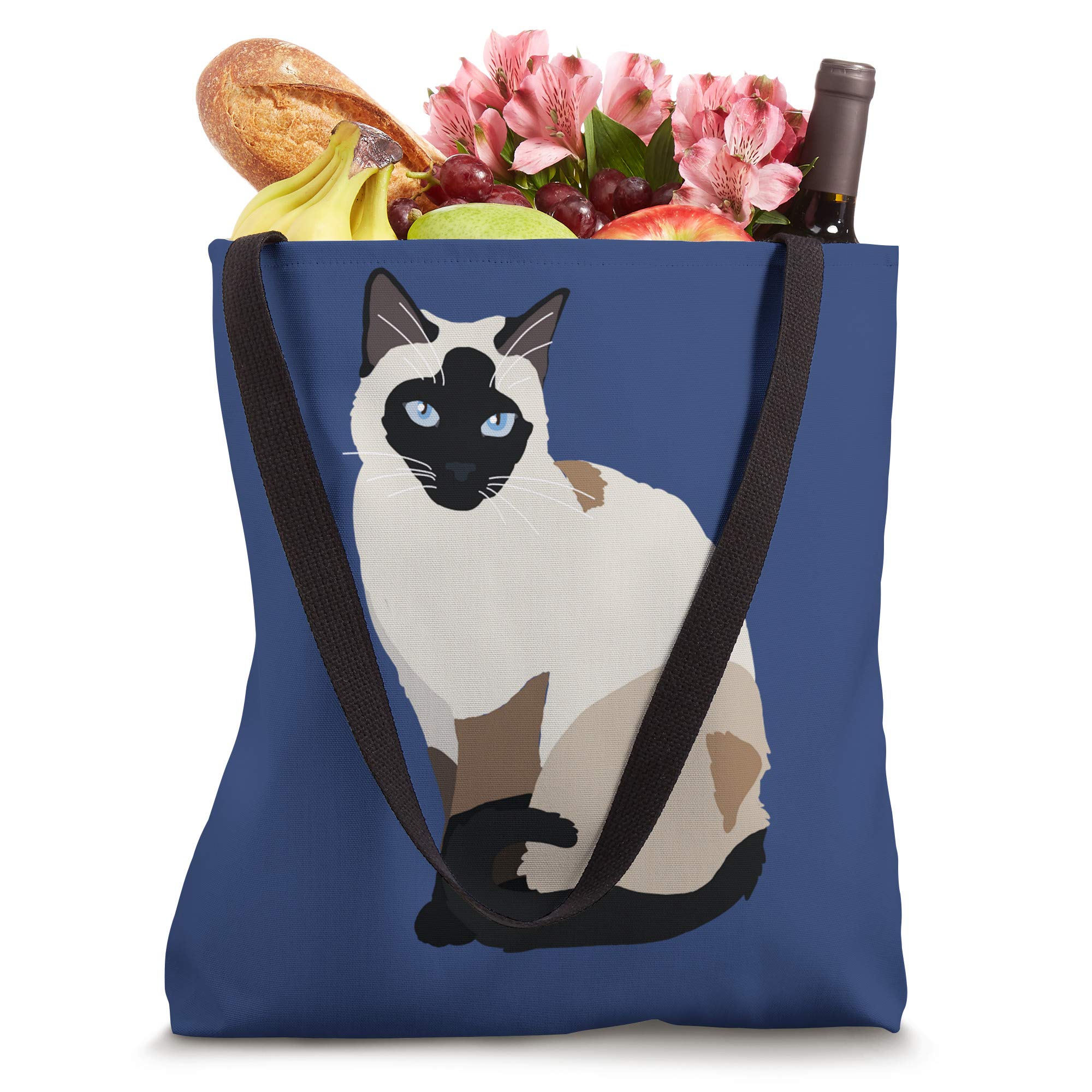 Siamese Cat Lover Tote Bag - Hand Drawn Cat Portrait Gift for Siamese Mom - Perfect for Shopping, Travel & Cat Enthusiasts