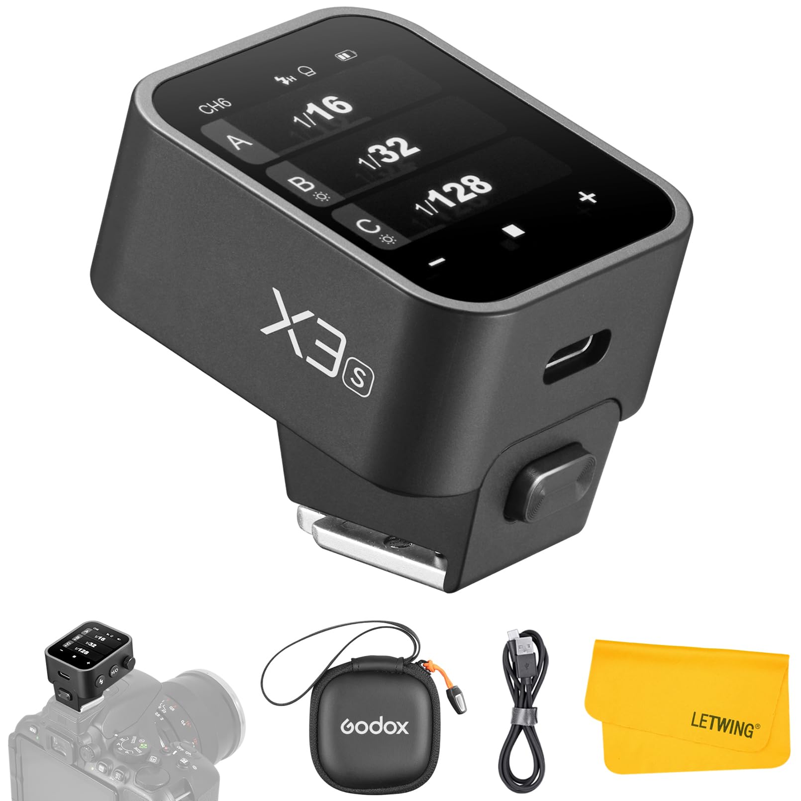 Godox X3S X3-S TTL Wireless Flash Trigger for Sony Camera - 2.4G Touchscreen Transmitter with TTL Auto/Manual/Multi Flash, Built-in Lithium Battery & HD OLED Screen - Perfect for Studio, Wedding, and Portrait Photography