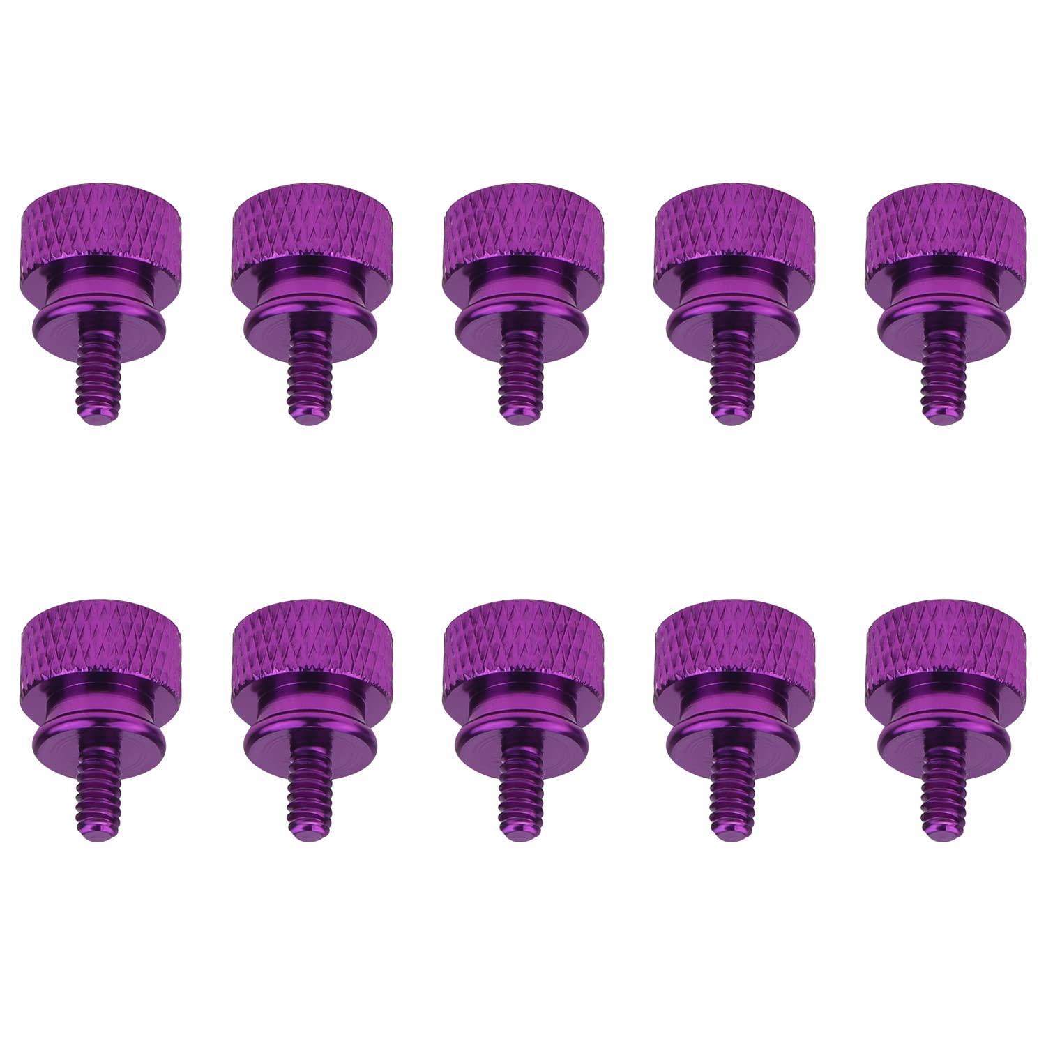 10-Pack 6-32 Thread Purple Anodized Aluminum Thumb Screws for PC Case, Cover, Power Supply & Hard Drives - Secure Computer Hardware Assembly & DIY PC Building Accessories