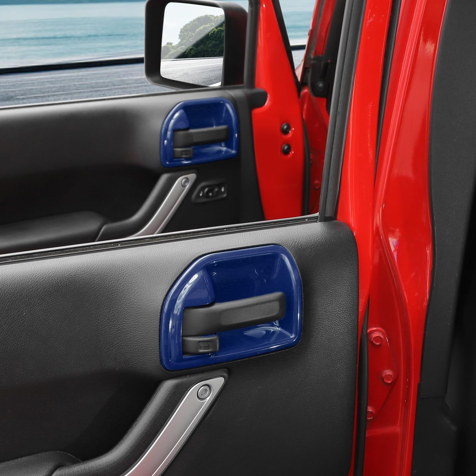 Jeep Wrangler JK JKU Inner Door Handle Cover Bowl Trim - RT-TCZ Fit 2011-2017 4DR Models | Blue Interior Accessories (4pcs) | Upgrade Your Jeep's Interior Style & Protection