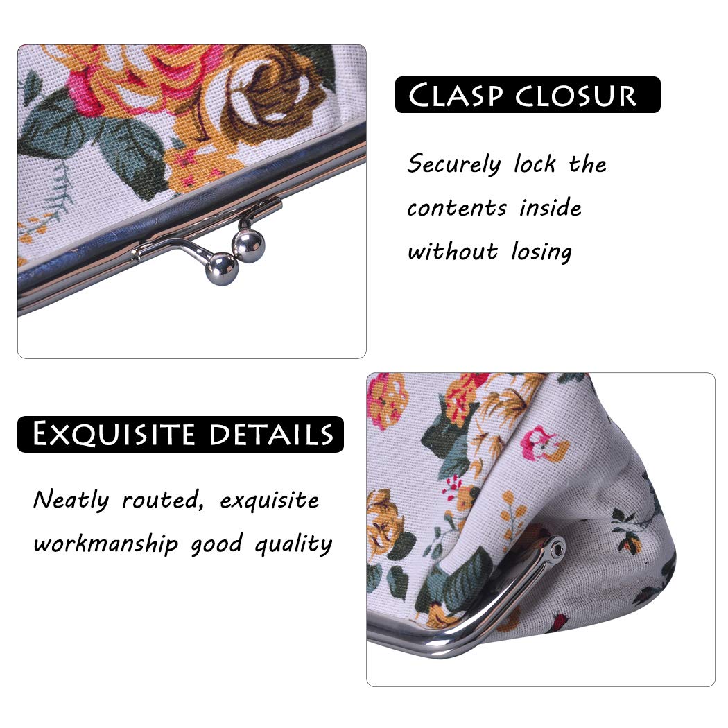 iSuperb Large Capacity Canvas Coin Purse Wallet with Clasp Closure - Credit Card Holder & Key Organizer for Women | Travel Essentials, Everyday Use, Gift Idea
