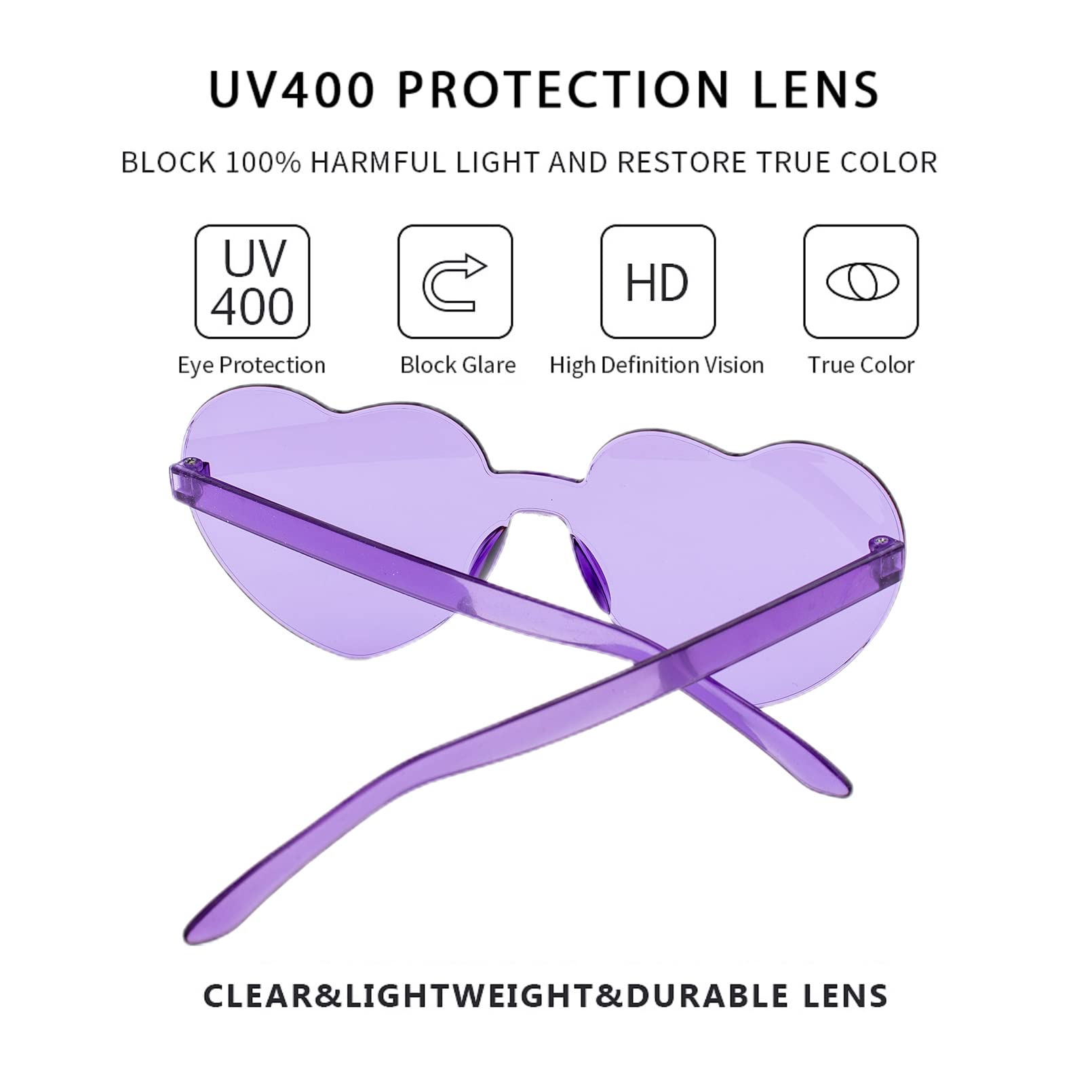 MAXJULI Heart-Shaped Sunglasses for Women & Girls - UV Protection, Neon Party Shades, Fashion Accessories - Perfect for Beach, Pool, and Summer Outings