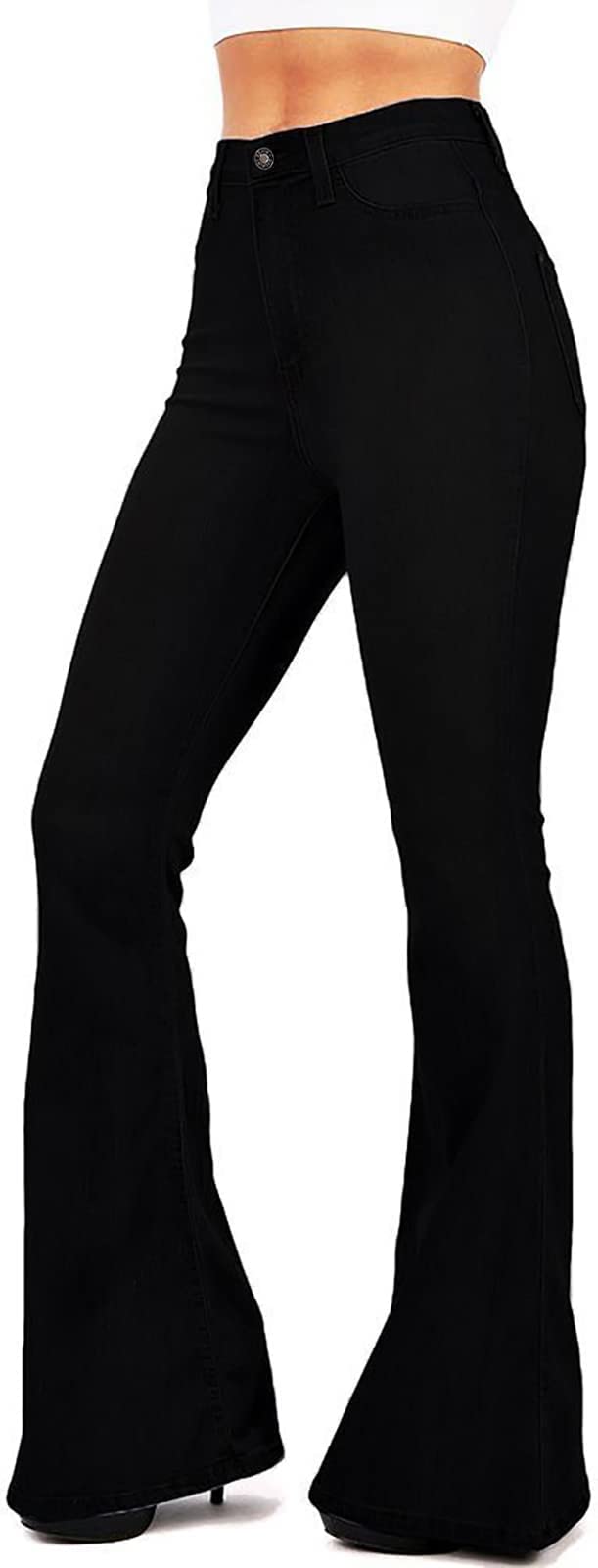BISUAL Women's High Rise Stretch Denim Jeans - Slimming Wide Leg Flare Bell Bottom Pants for Casual & Party Wear | Comfortable Fashion Jeans for Everyday Outfits