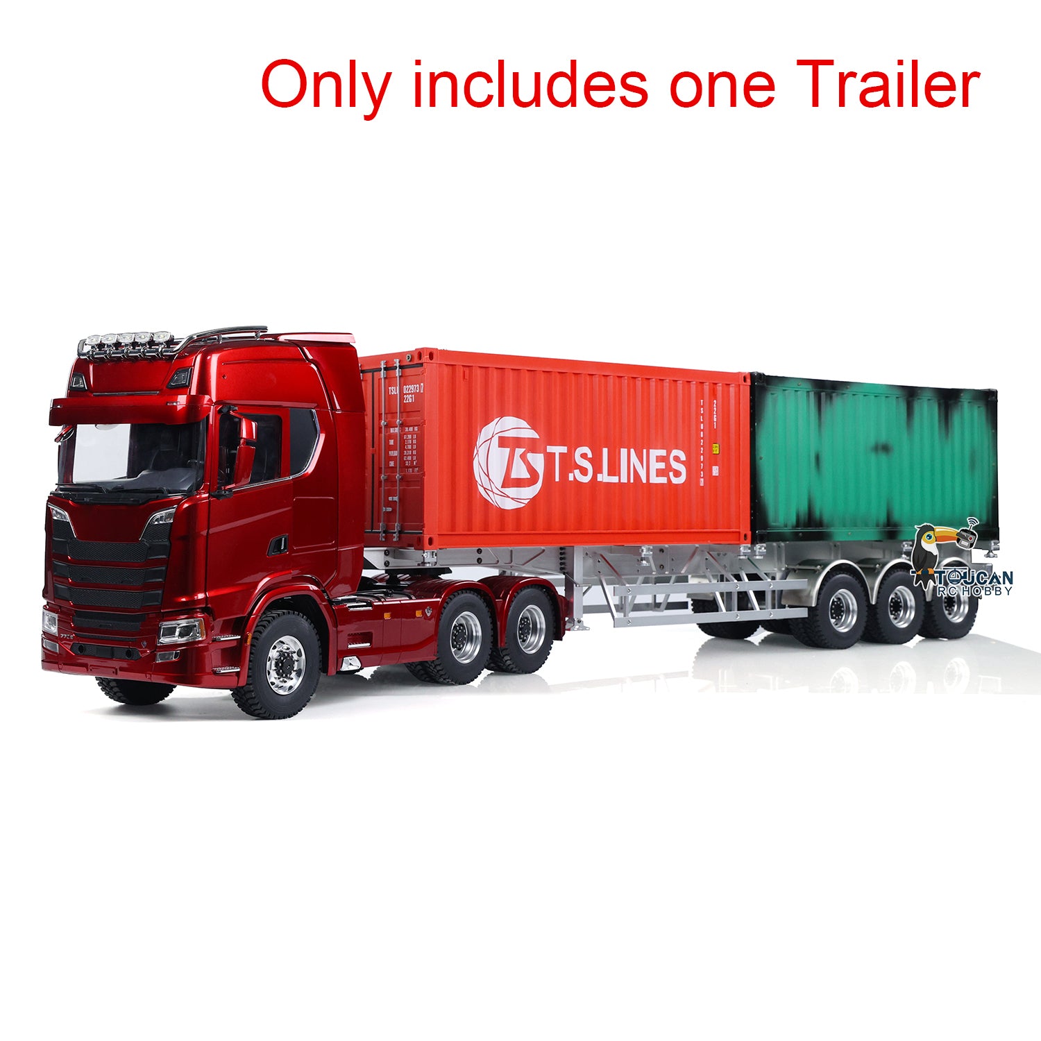 1/14 Scale RC Tractor Metal Frame Trailer with 3 Axles - 40 Feet Container Assembled Model for Radio Controlled Trucks | Perfect for RC Construction Site Scenes & Truck Enthusiast Displays
