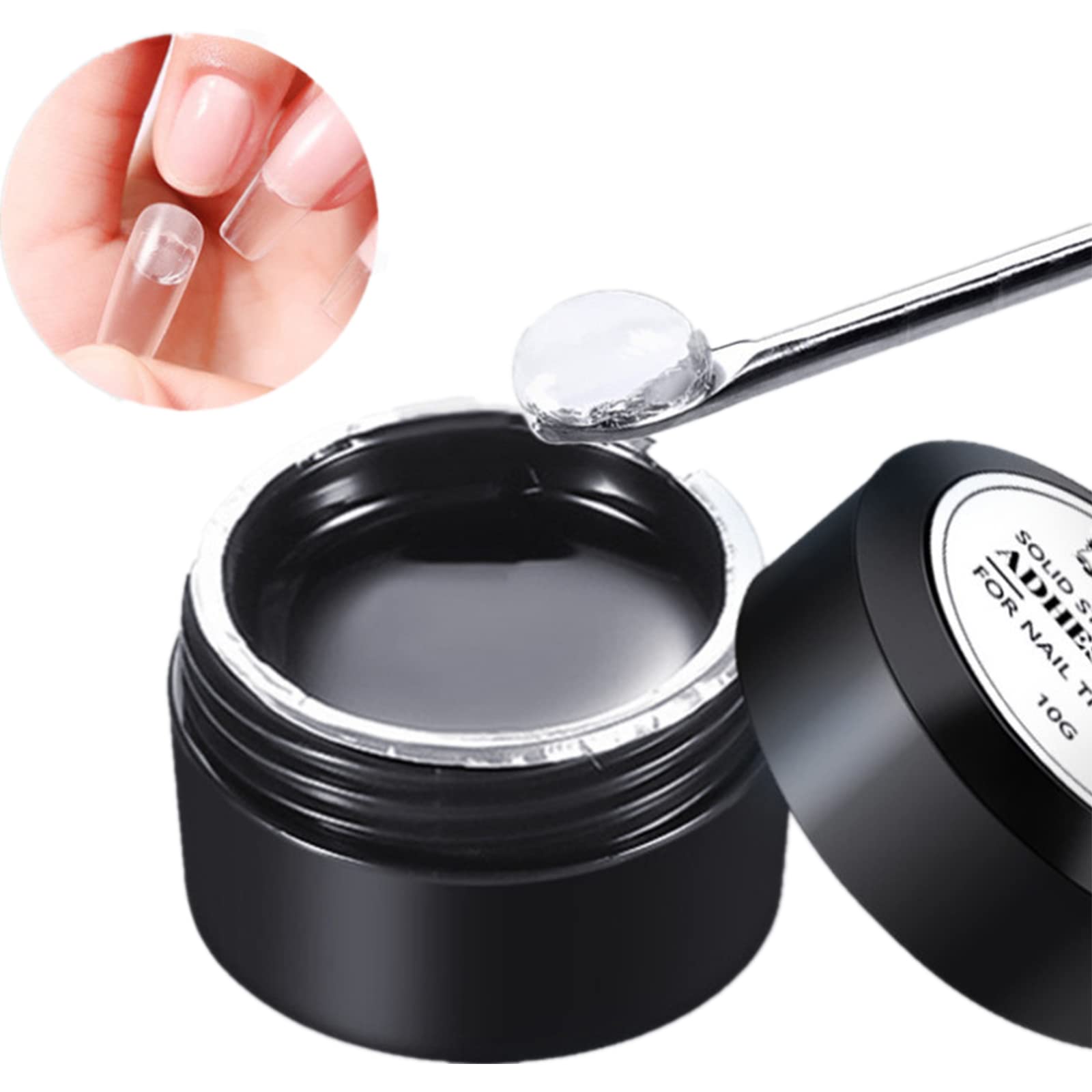 3Pcs Solid False Nail Tips Gel Glue - Clear UV LED Nail Extension Kit with Rhinestone Glue & Soak Off Gel - Professional Press On Nails Adhesive 10g (1PCS) - Perfect for Salon, Home Manicure & Nail Art Designs