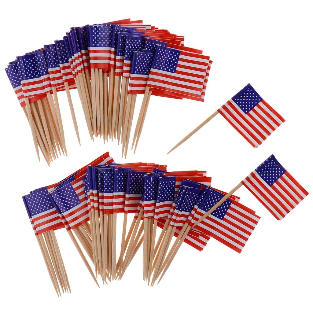 DYNWAVE 100pcs Colorful Flag Toothpicks for Cake Decorations - Perfect for Wedding, Birthday & Dinner Parties - USA Made - Great for Cupcakes, Desserts & Appetizer Displays