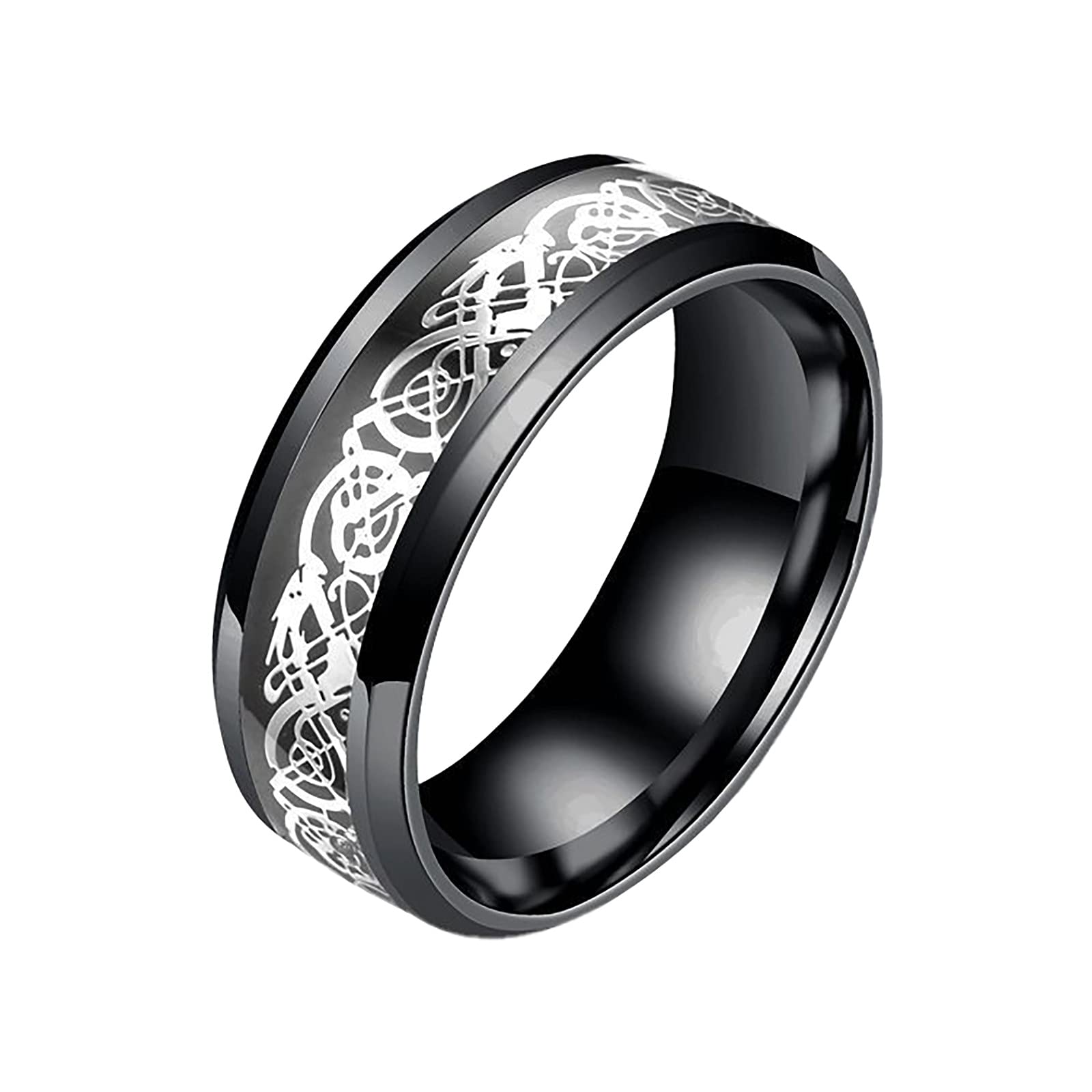Stylish Stainless Steel Couple Rings Set - Dragon & Titanium Design, Gold Finish for Women & Men | Perfect for Anniversaries, Weddings & Romantic Gifts
